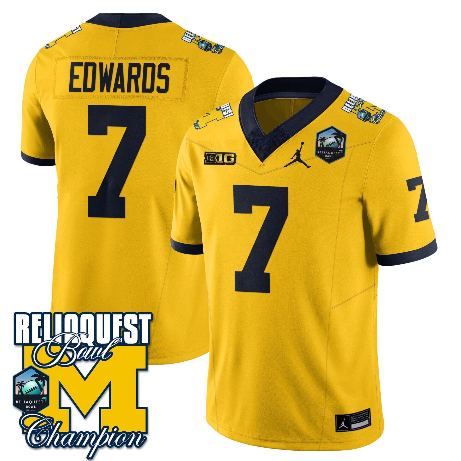 Michigan Wolverines 2024 ReliaQuest Bowl Champions Jersey - All Stitched - Image 17
