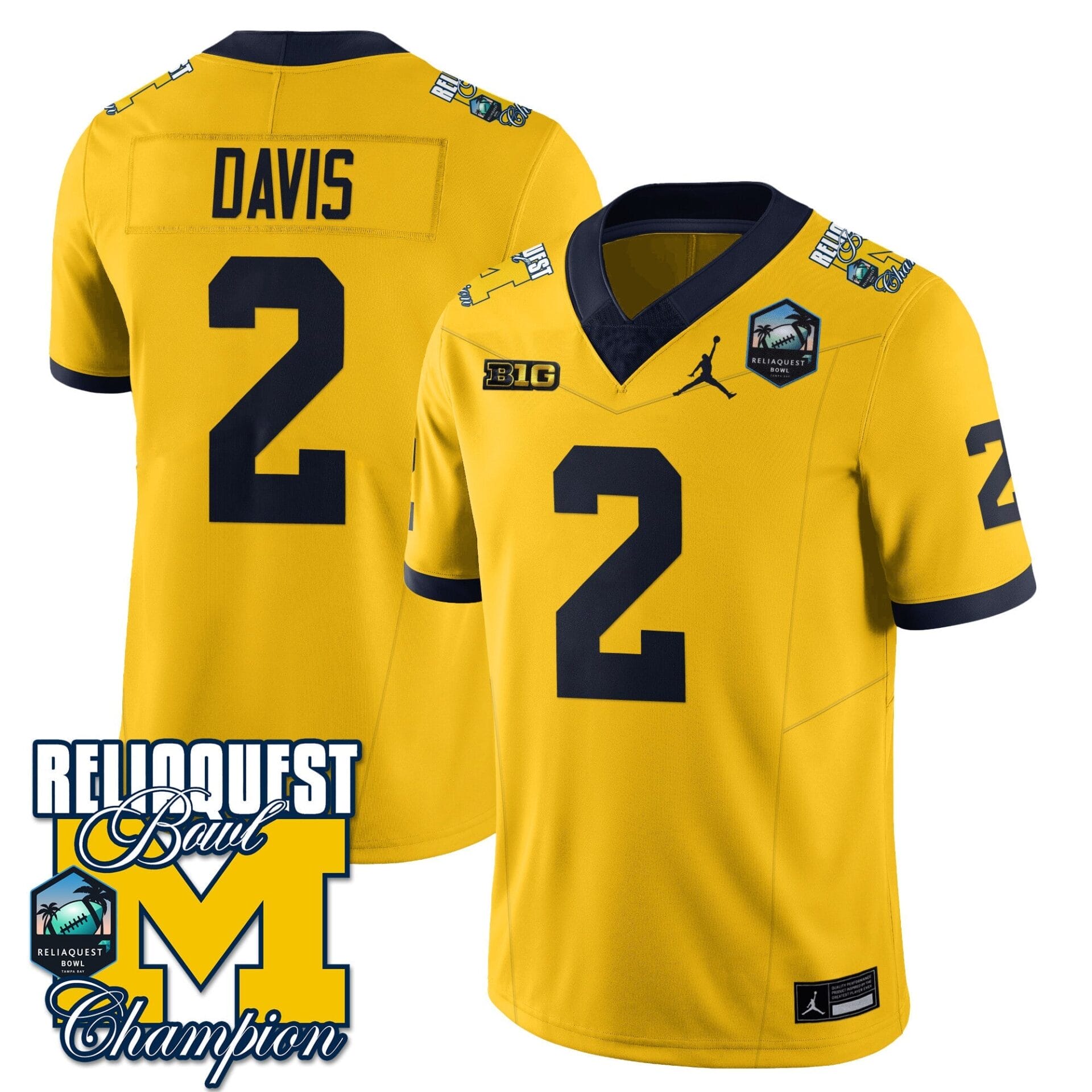 Michigan Wolverines 2024 ReliaQuest Bowl Champions Jersey - All Stitched - Image 37