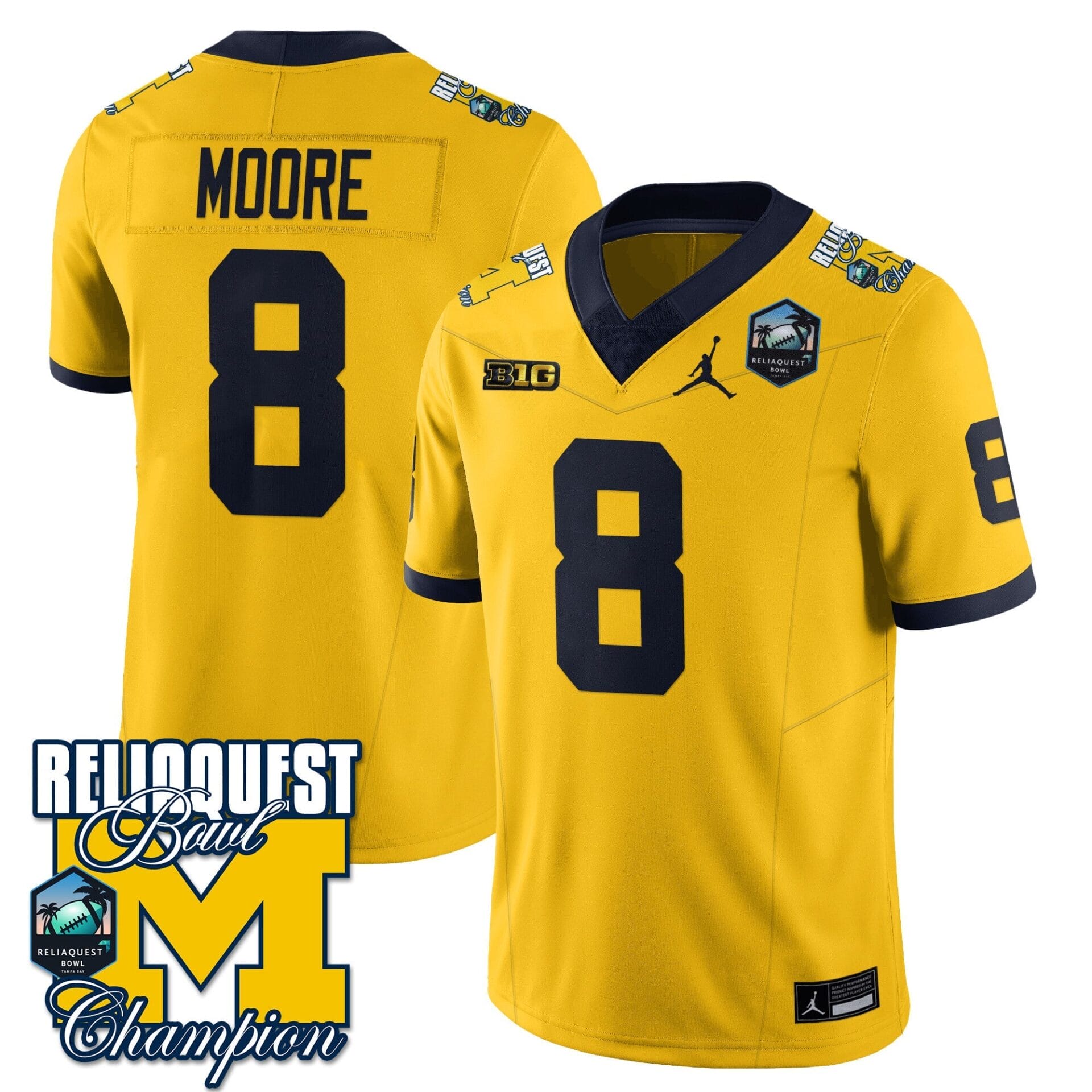 Michigan Wolverines 2024 ReliaQuest Bowl Champions Jersey - All Stitched - Image 32