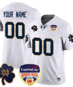 Alternative view of Custom Notre Dame Fighting Irish 2024 Orange Bowl Jersey - All Stitched