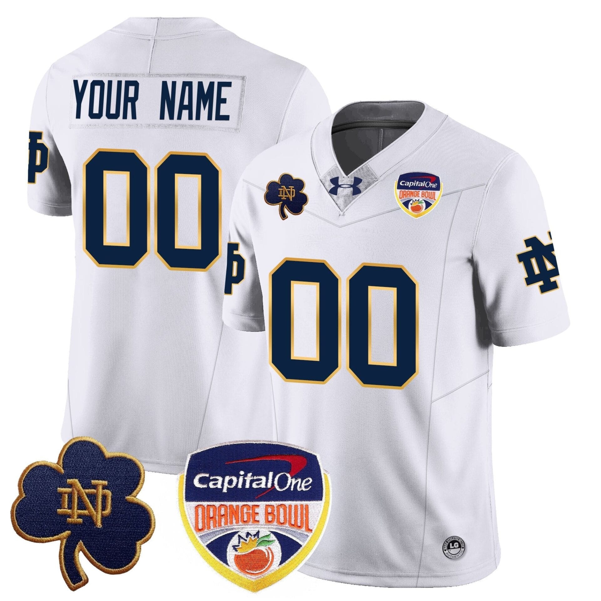 Custom Notre Dame Fighting Irish 2024 Orange Bowl Jersey - All Stitched - Image 2