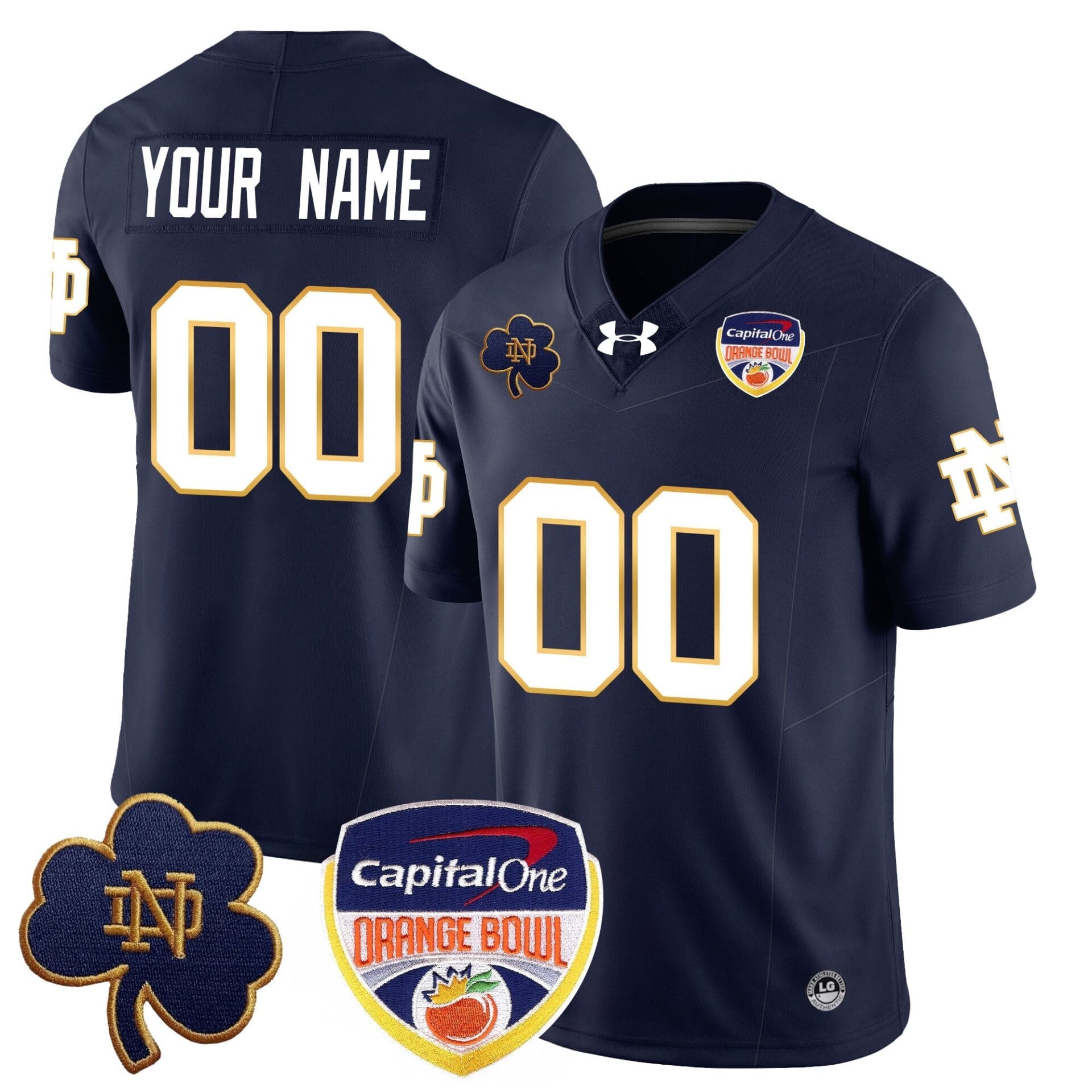 Custom Notre Dame Fighting Irish 2024 Orange Bowl Jersey - All Stitched - Image 3