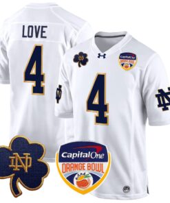 Notre Dame Fighting Irish 2024 Orange Bowl Patch Game Jersey - All Stitched