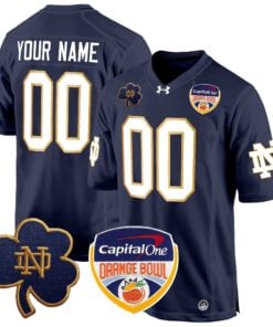 Alternative view of Notre Dame Fighting Irish 2024 Orange Bowl Patch Game Custom Jersey - All Stitched