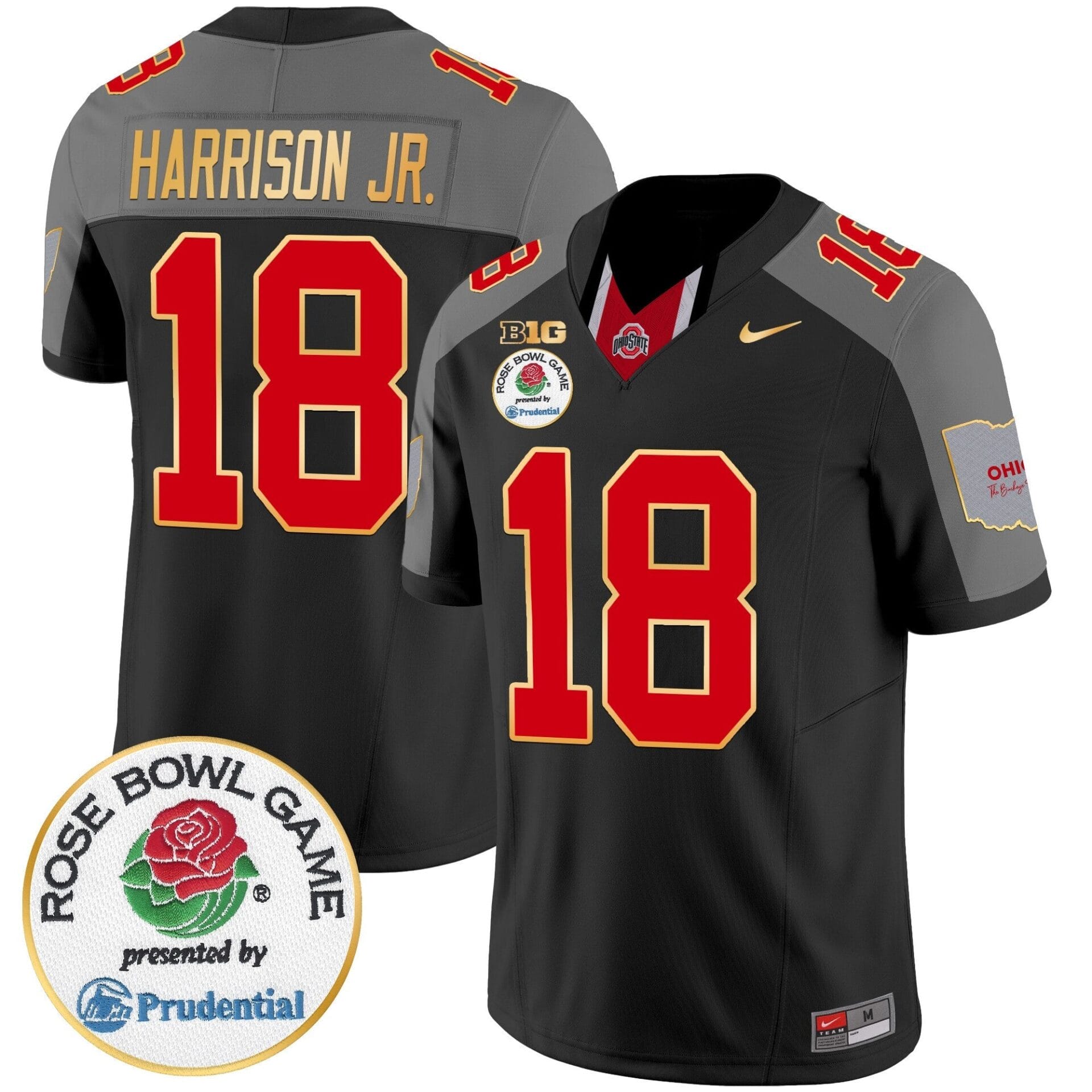 Ohio State Buckeyes Rose Bowl Gold Trim Vapor Limited Jersey - All Stitched - Image 45