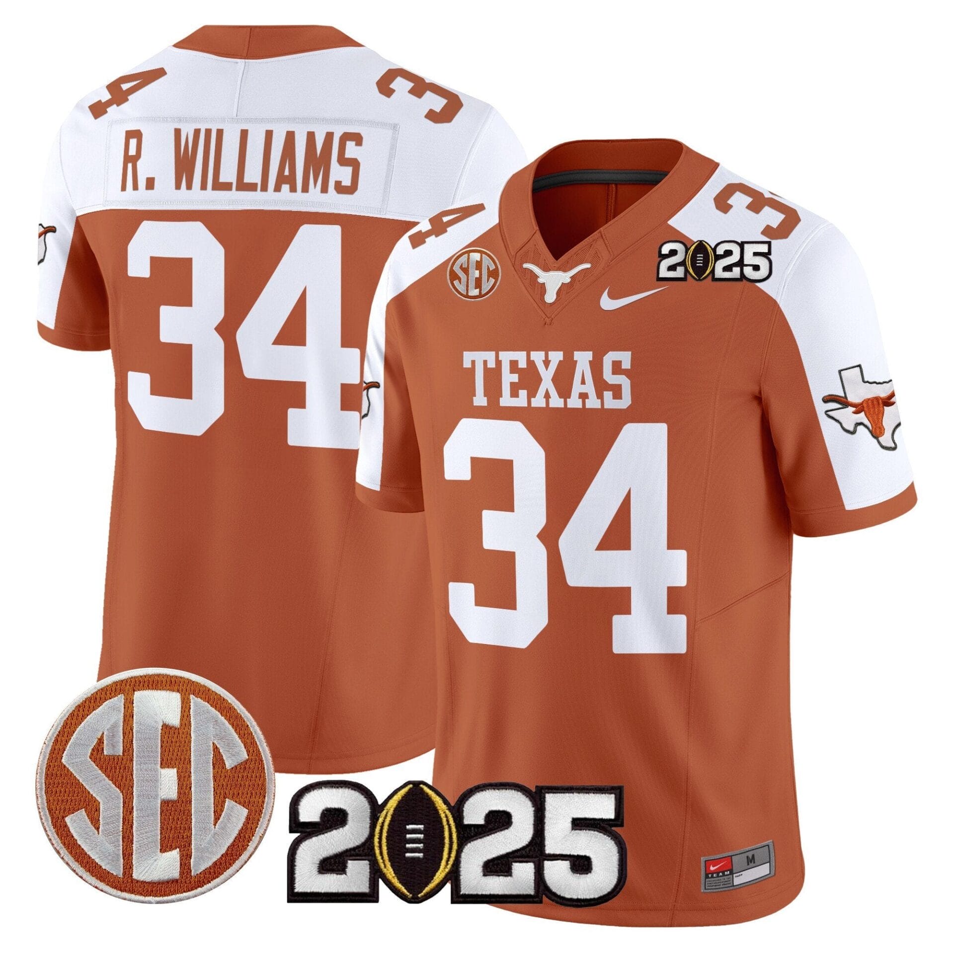 Texas Longhorns 2025 CFP Final Patch Vapor Limited Jersey - All Stitched - Image 12