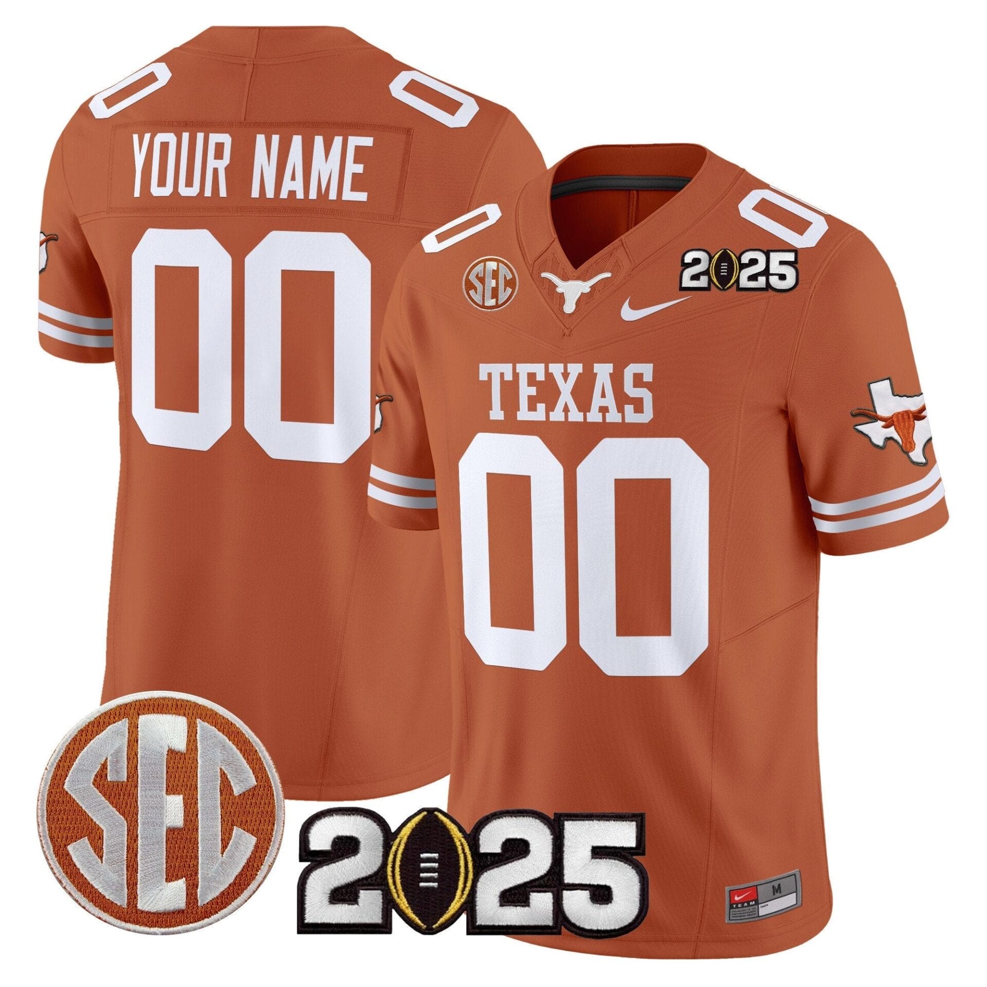 Texas Longhorns 2025 CFP Final Patch Vapor Limited Custom Jersey - All Stitched - Image 4