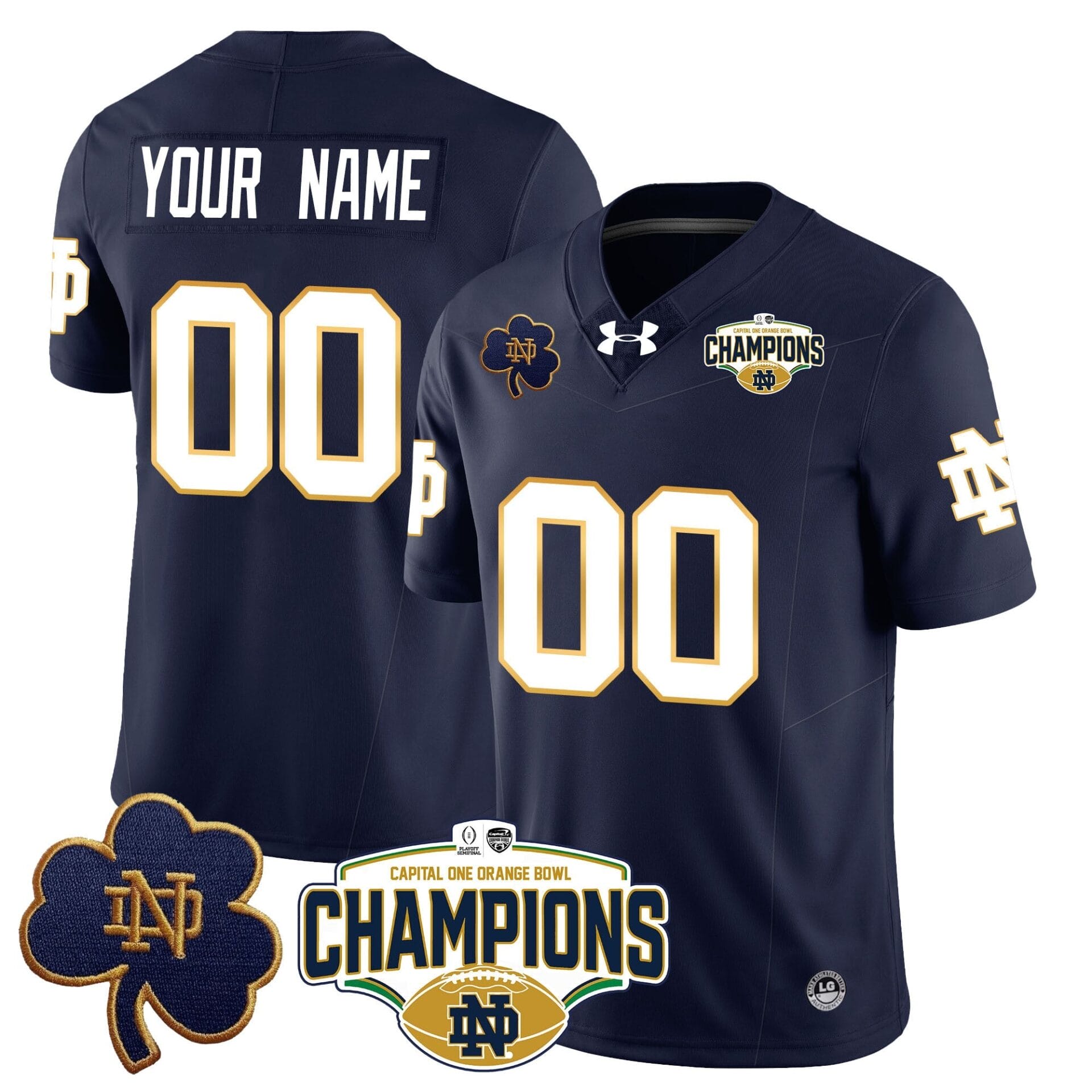 Custom Notre Dame Fighting Irish 2025 Orange Bowl Champions Jersey N5 - All Stitched - Image 2