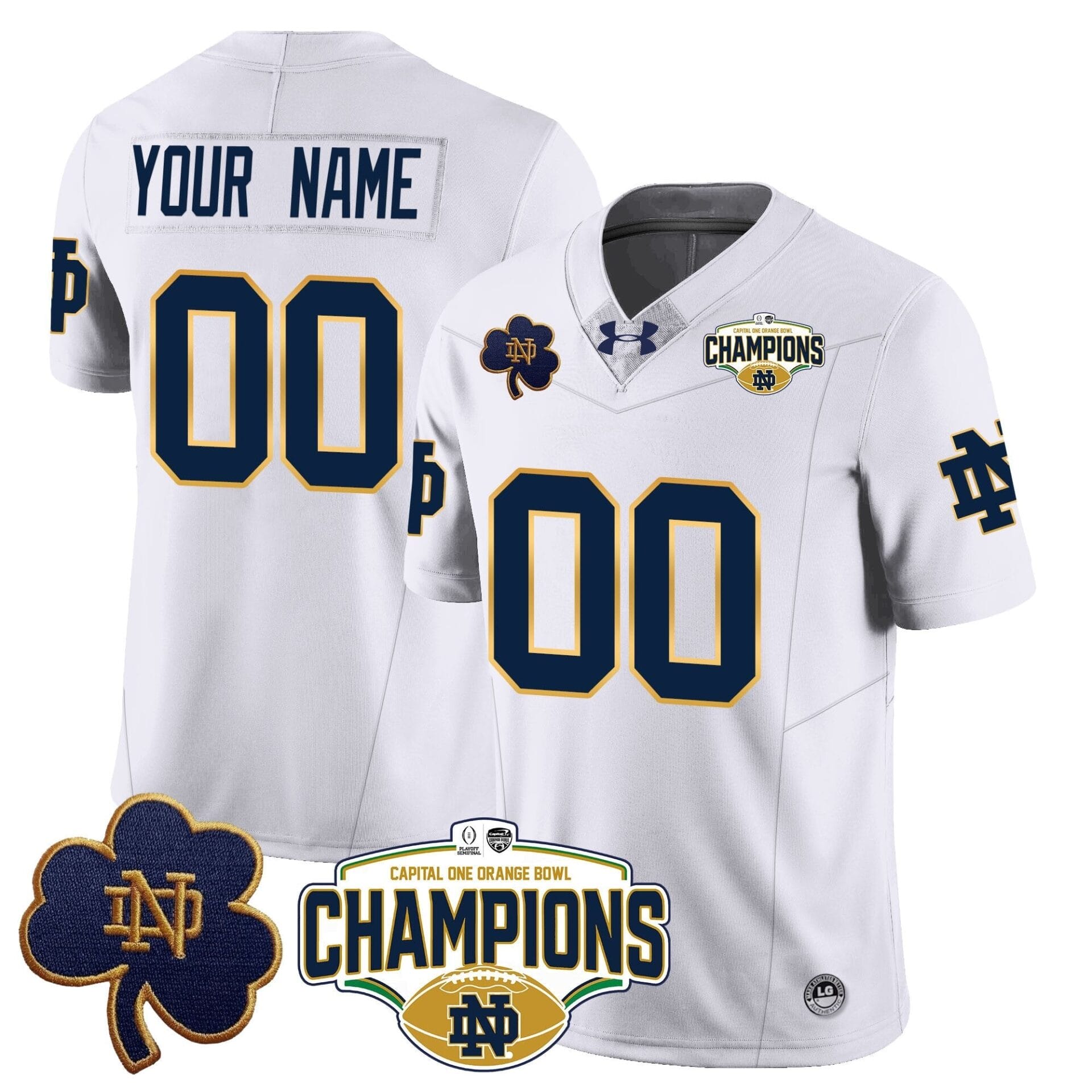 Custom Notre Dame Fighting Irish 2025 Orange Bowl Champions Jersey N5 - All Stitched