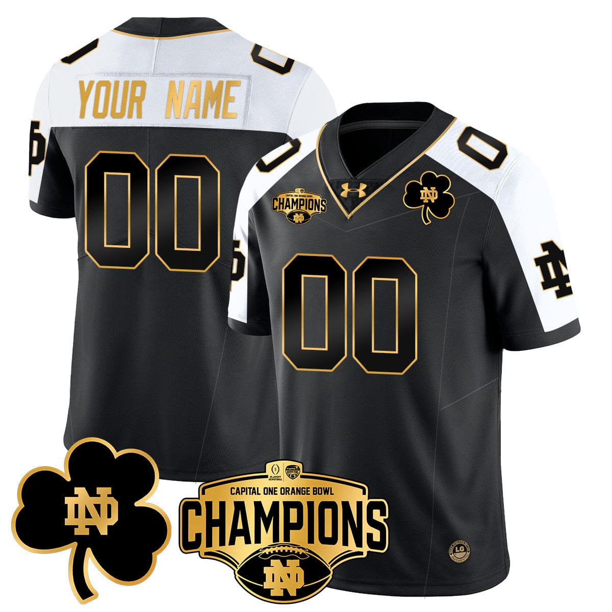 Custom Notre Dame Fighting Irish 2025 Orange Bowl Champions Jersey N5 - All Stitched - Image 4