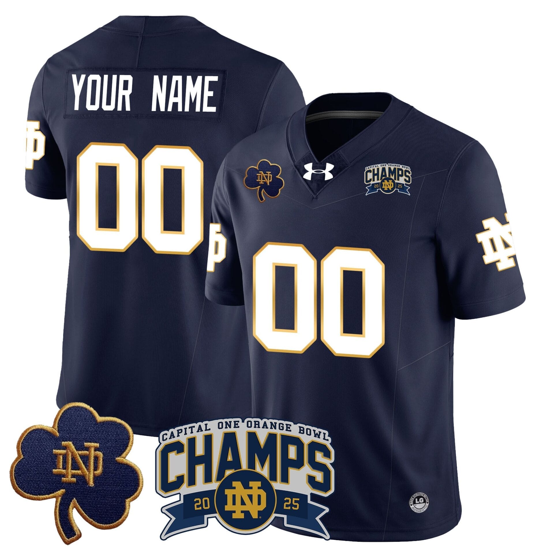 Custom Notre Dame Fighting Irish 2025 Orange Bowl Champions Jersey N6 - All Stitched - Image 4