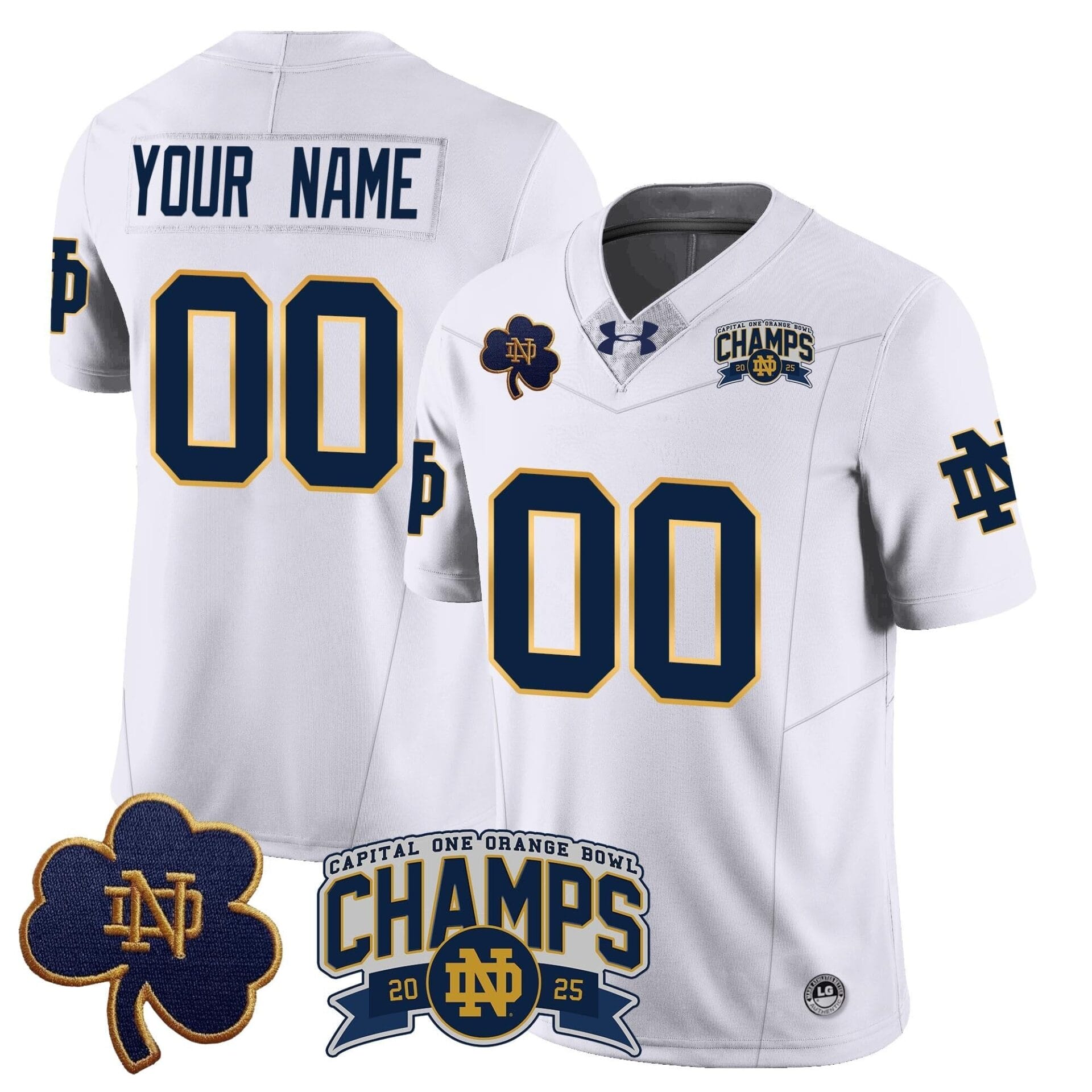 Custom Notre Dame Fighting Irish 2025 Orange Bowl Champions Jersey N6 - All Stitched - Image 3