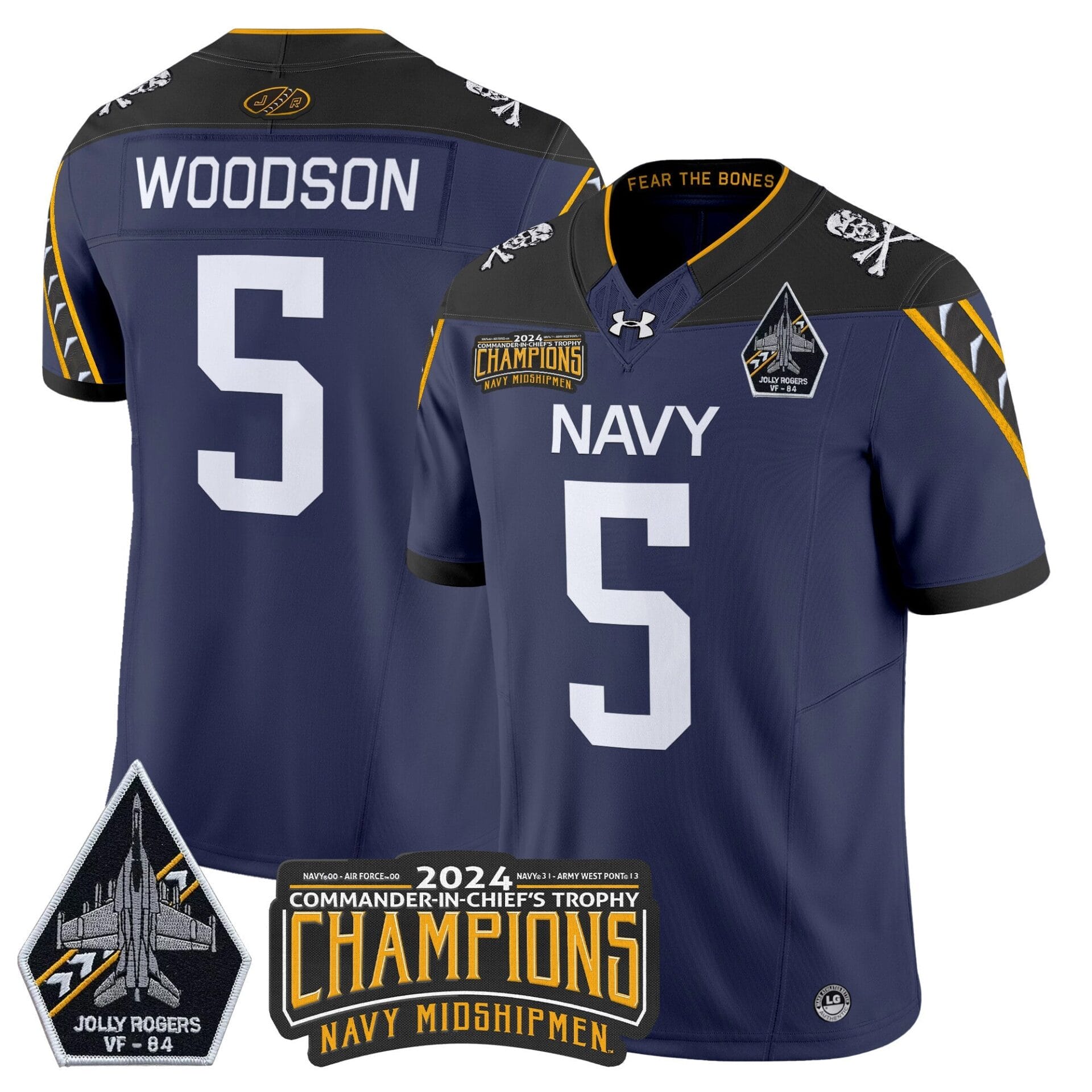 Navy Midshipmen 2024 Jolly Rogers VF-84 & Commander-In-Chief's Trophy Champions Patch Vapor Limited Jersey - All Stitched - Image 34