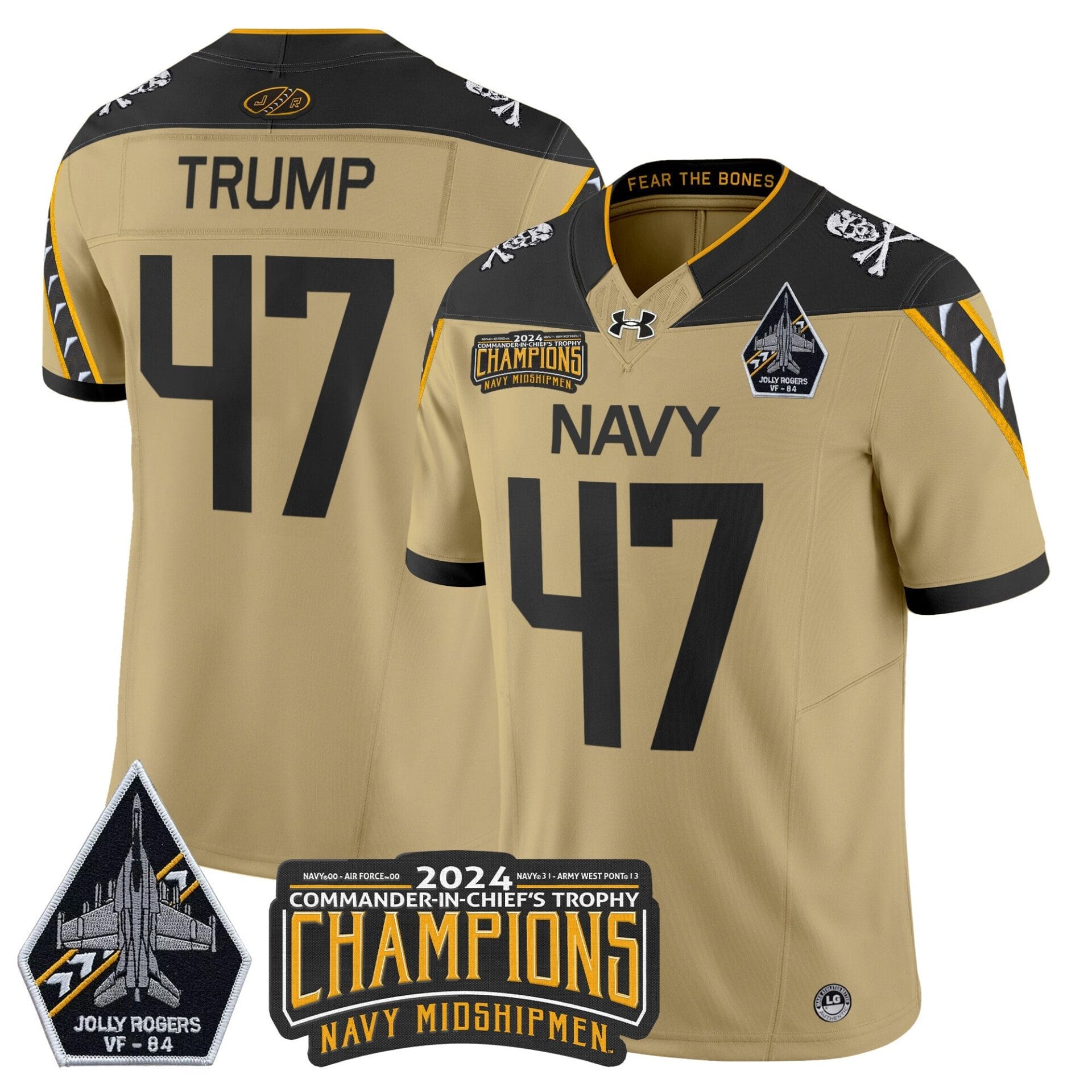 Navy Midshipmen 2024 Jolly Rogers VF-84 & Commander-In-Chief's Trophy Champions Patch Vapor Limited Jersey - All Stitched - Image 47