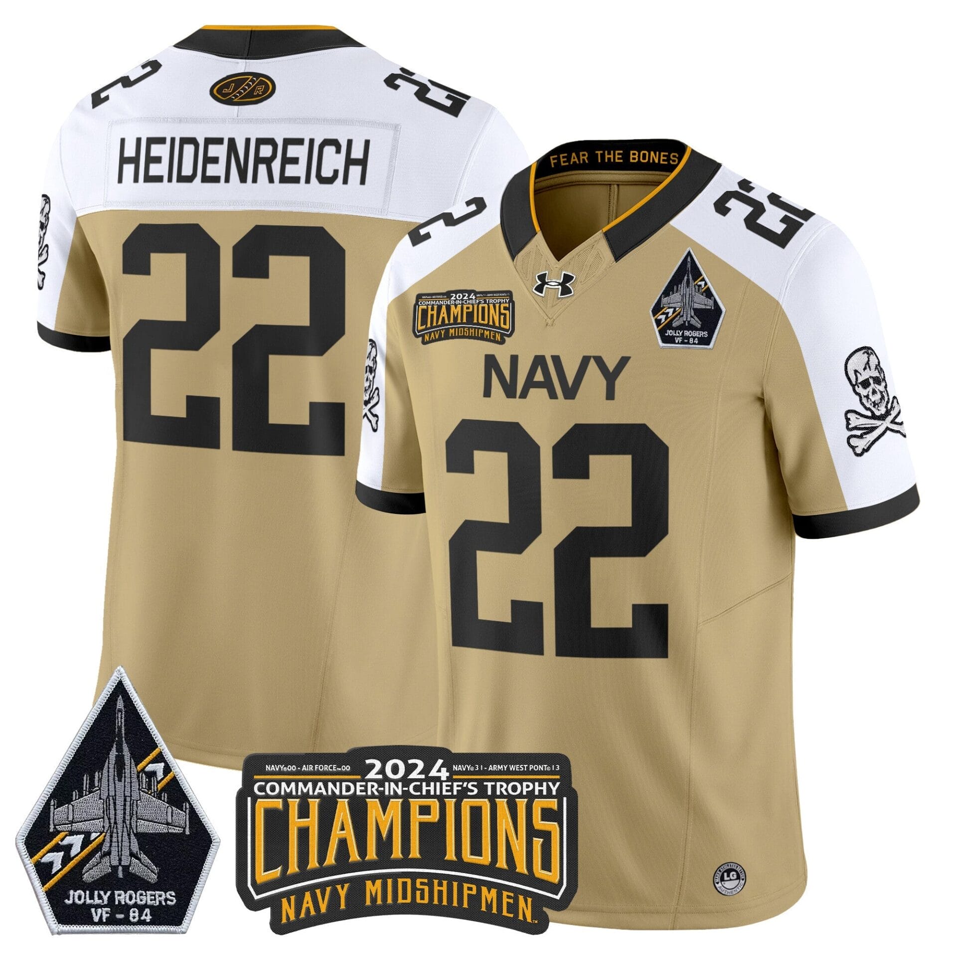 Navy Midshipmen 2024 Jolly Rogers VF-84 & Commander-In-Chief's Trophy Champions Patch Vapor Limited Jersey - All Stitched - Image 22
