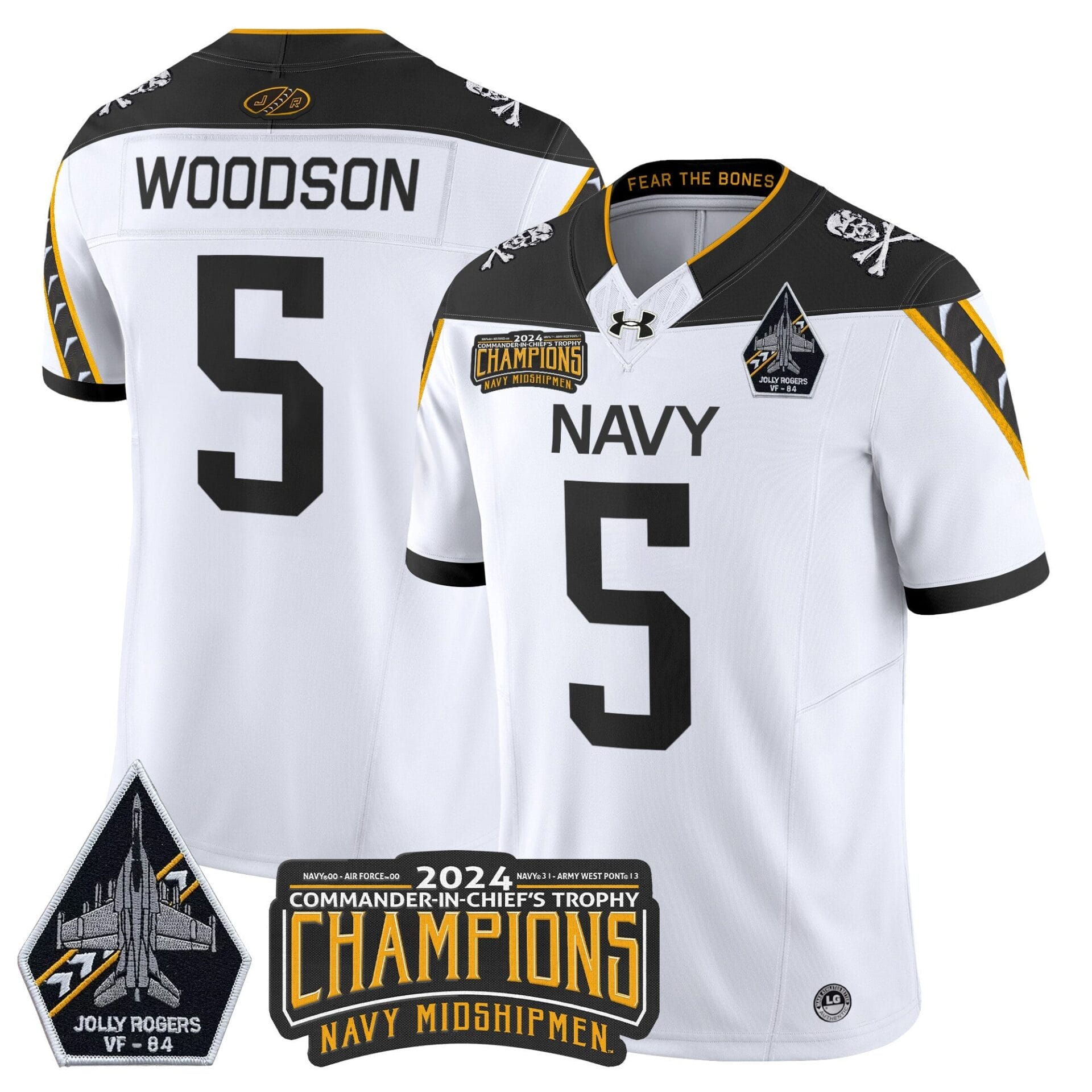 Navy Midshipmen 2024 Jolly Rogers VF-84 & Commander-In-Chief's Trophy Champions Patch Vapor Limited Jersey - All Stitched - Image 4
