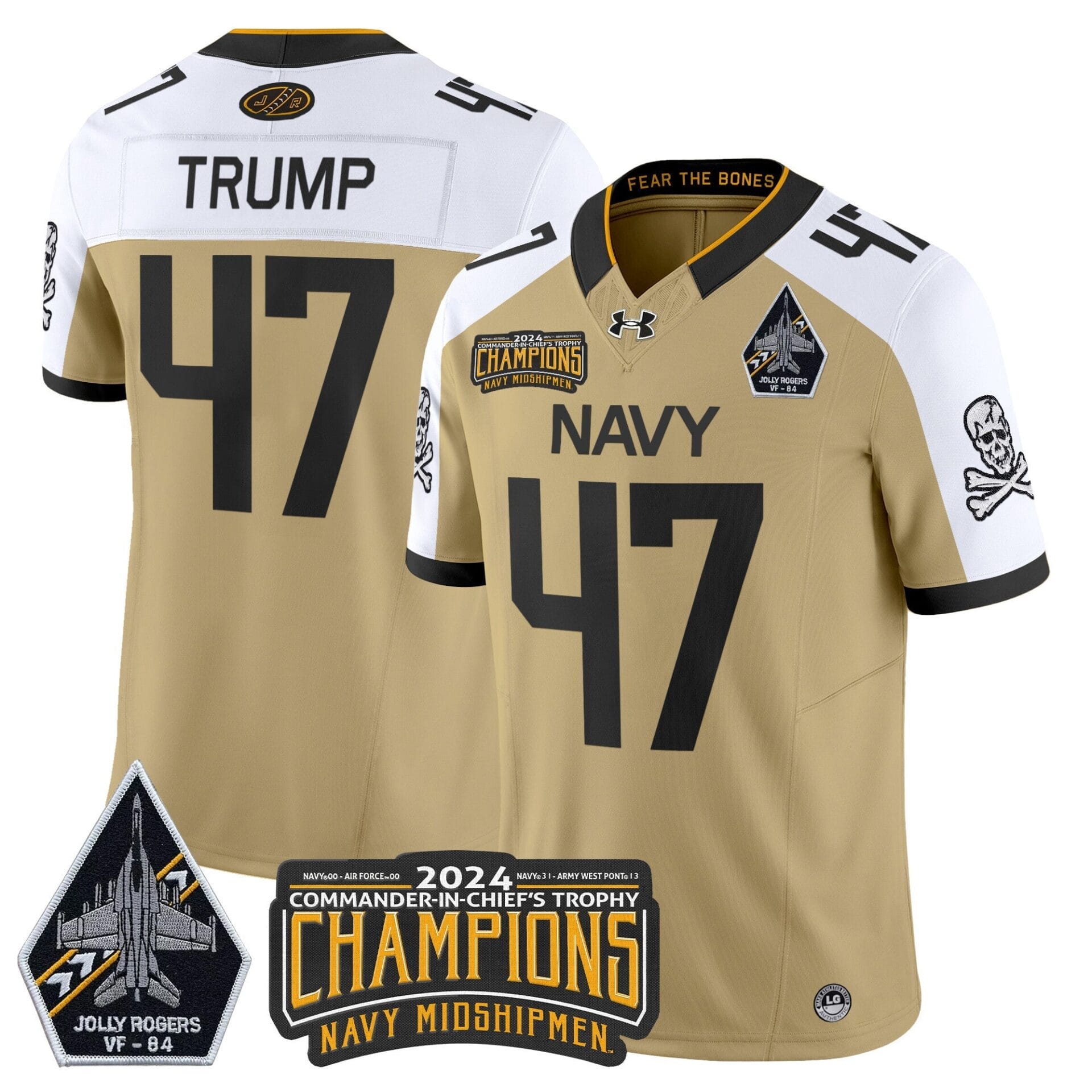 Navy Midshipmen 2024 Jolly Rogers VF-84 & Commander-In-Chief's Trophy Champions Patch Vapor Limited Jersey - All Stitched - Image 27