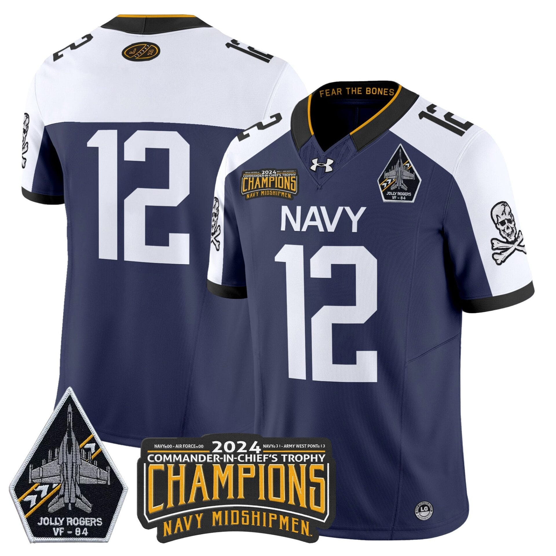 Navy Midshipmen 2024 Jolly Rogers VF-84 & Commander-In-Chief's Trophy Champions Patch Vapor Limited Jersey - All Stitched - Image 20