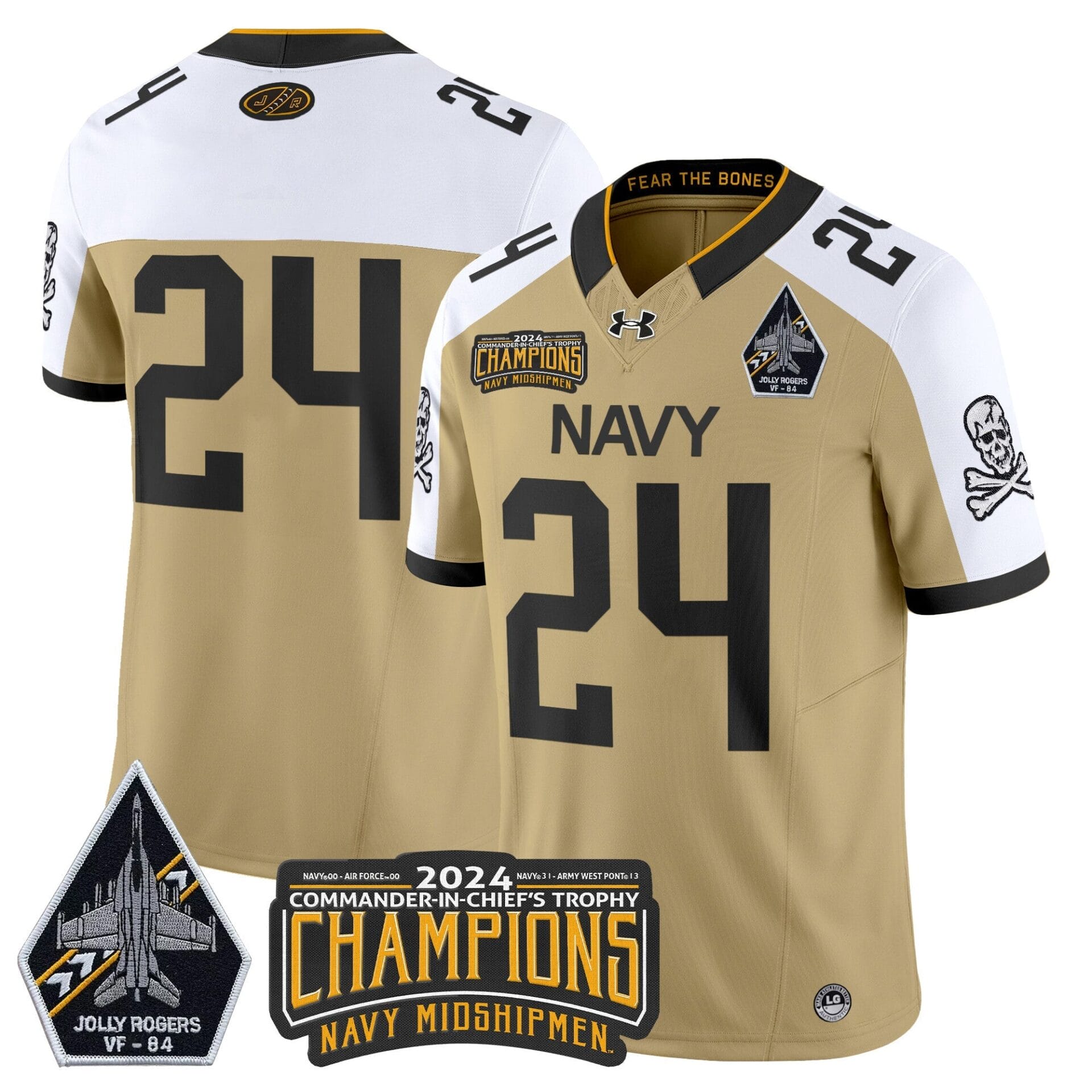 Navy Midshipmen 2024 Jolly Rogers VF-84 & Commander-In-Chief's Trophy Champions Patch Vapor Limited Jersey - All Stitched - Image 28
