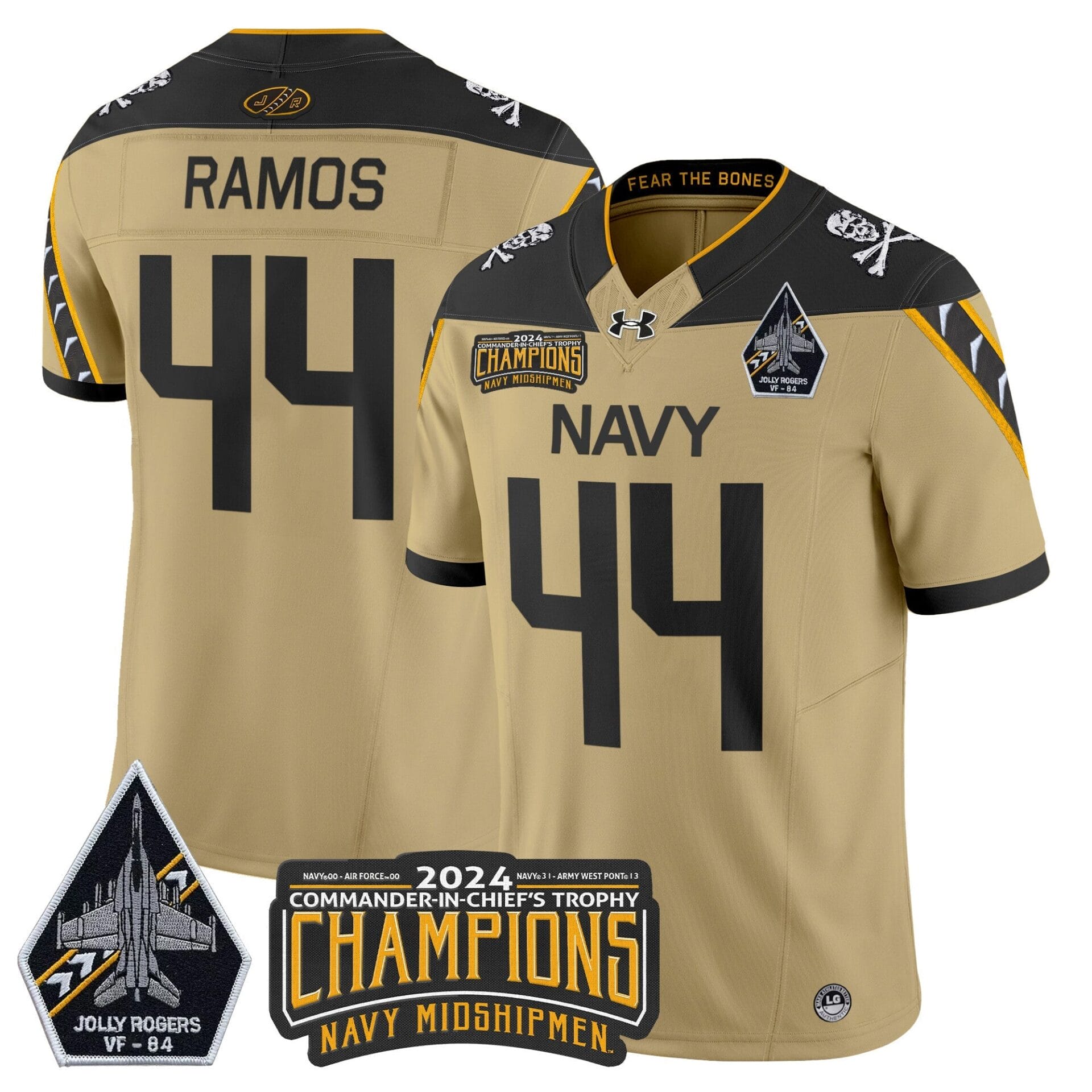 Navy Midshipmen 2024 Jolly Rogers VF-84 & Commander-In-Chief's Trophy Champions Patch Vapor Limited Jersey - All Stitched - Image 43