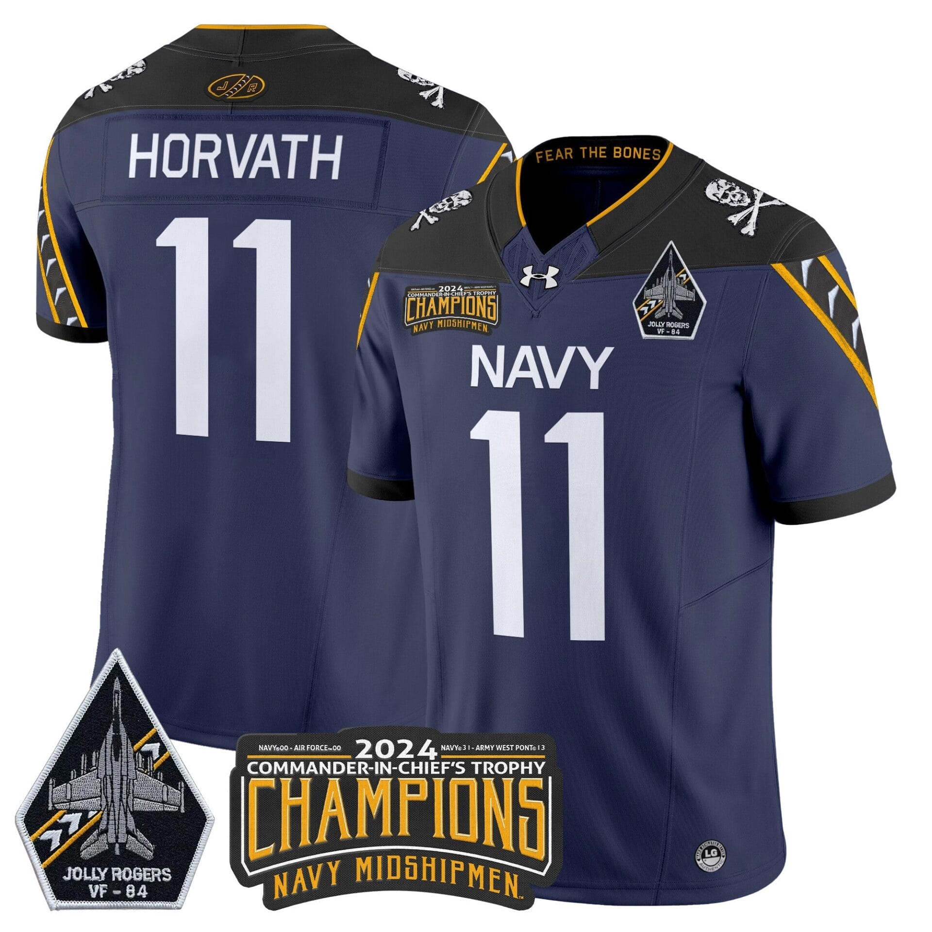Navy Midshipmen 2024 Jolly Rogers VF-84 & Commander-In-Chief's Trophy Champions Patch Vapor Limited Jersey - All Stitched - Image 31