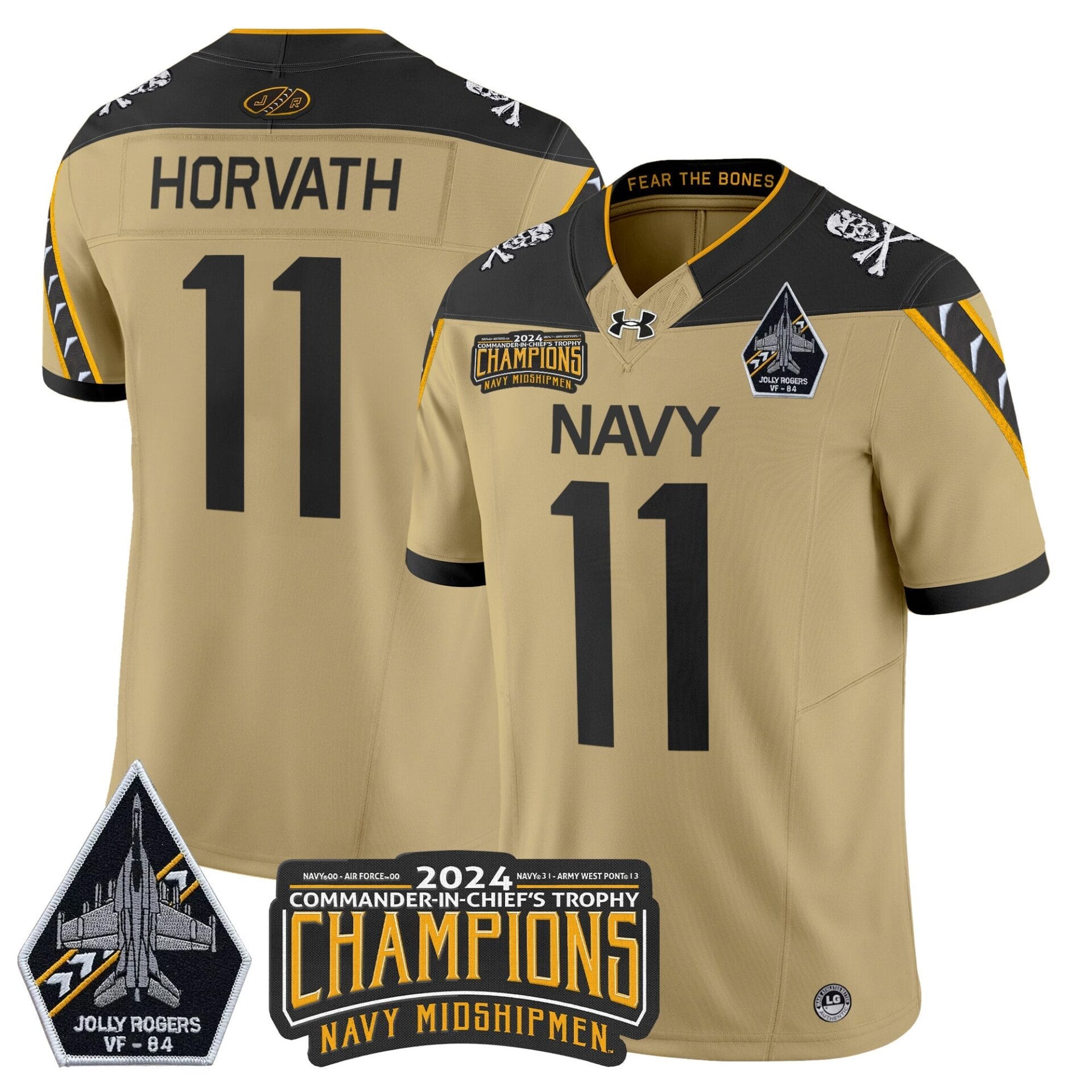 Navy Midshipmen 2024 Jolly Rogers VF-84 & Commander-In-Chief's Trophy Champions Patch Vapor Limited Jersey - All Stitched - Image 41