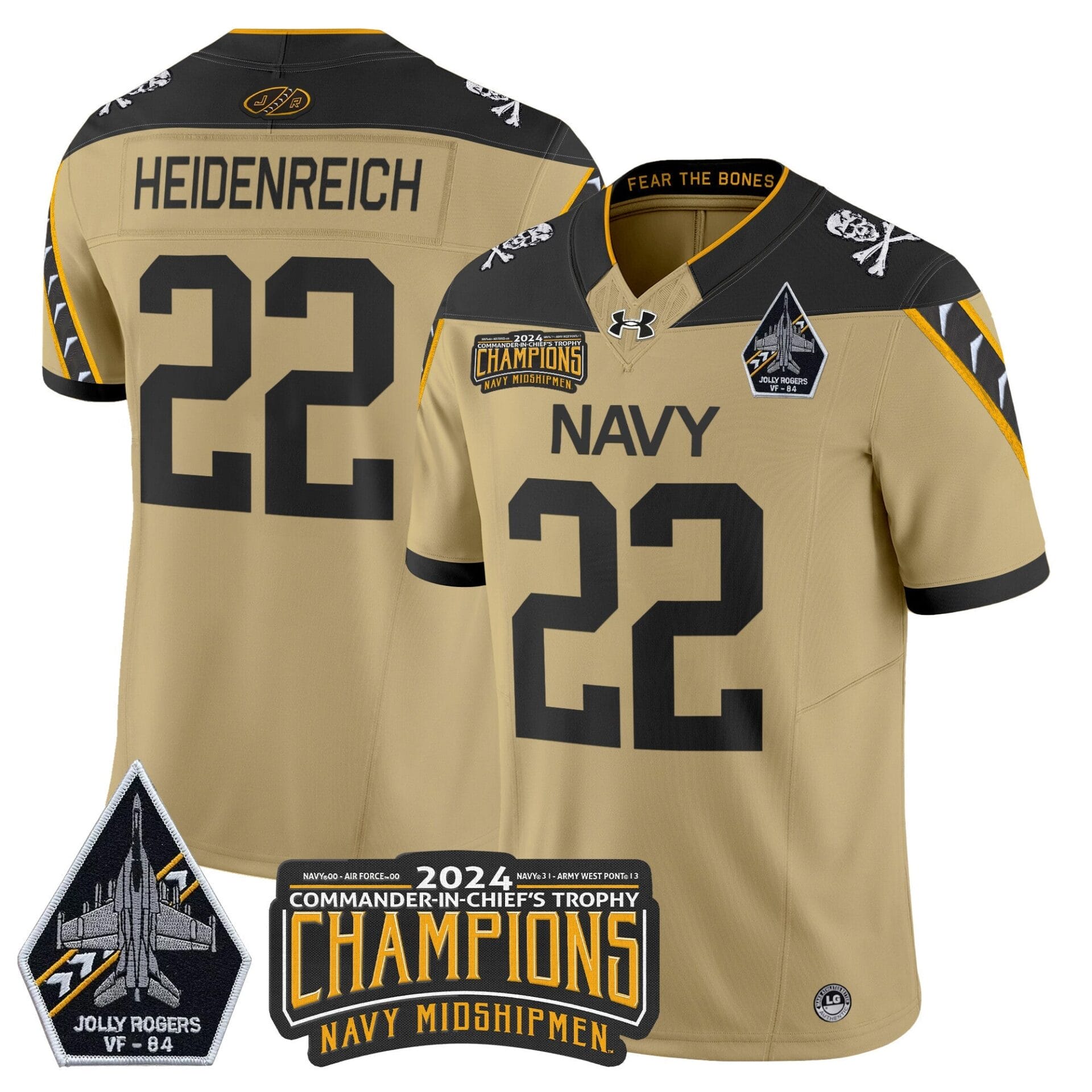 Navy Midshipmen 2024 Jolly Rogers VF-84 & Commander-In-Chief's Trophy Champions Patch Vapor Limited Jersey - All Stitched - Image 42
