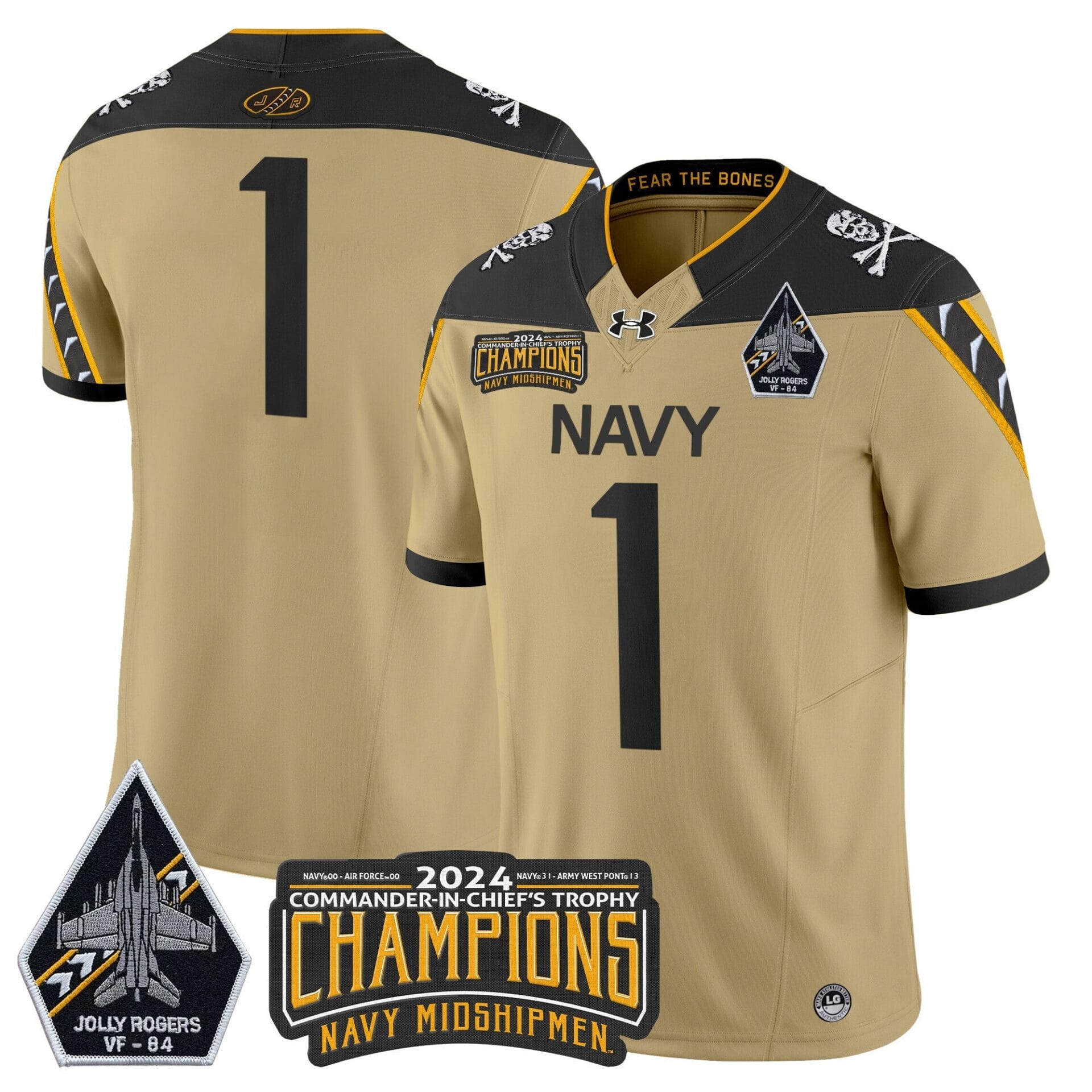 Navy Midshipmen 2024 Jolly Rogers VF-84 & Commander-In-Chief's Trophy Champions Patch Vapor Limited Jersey - All Stitched - Image 49