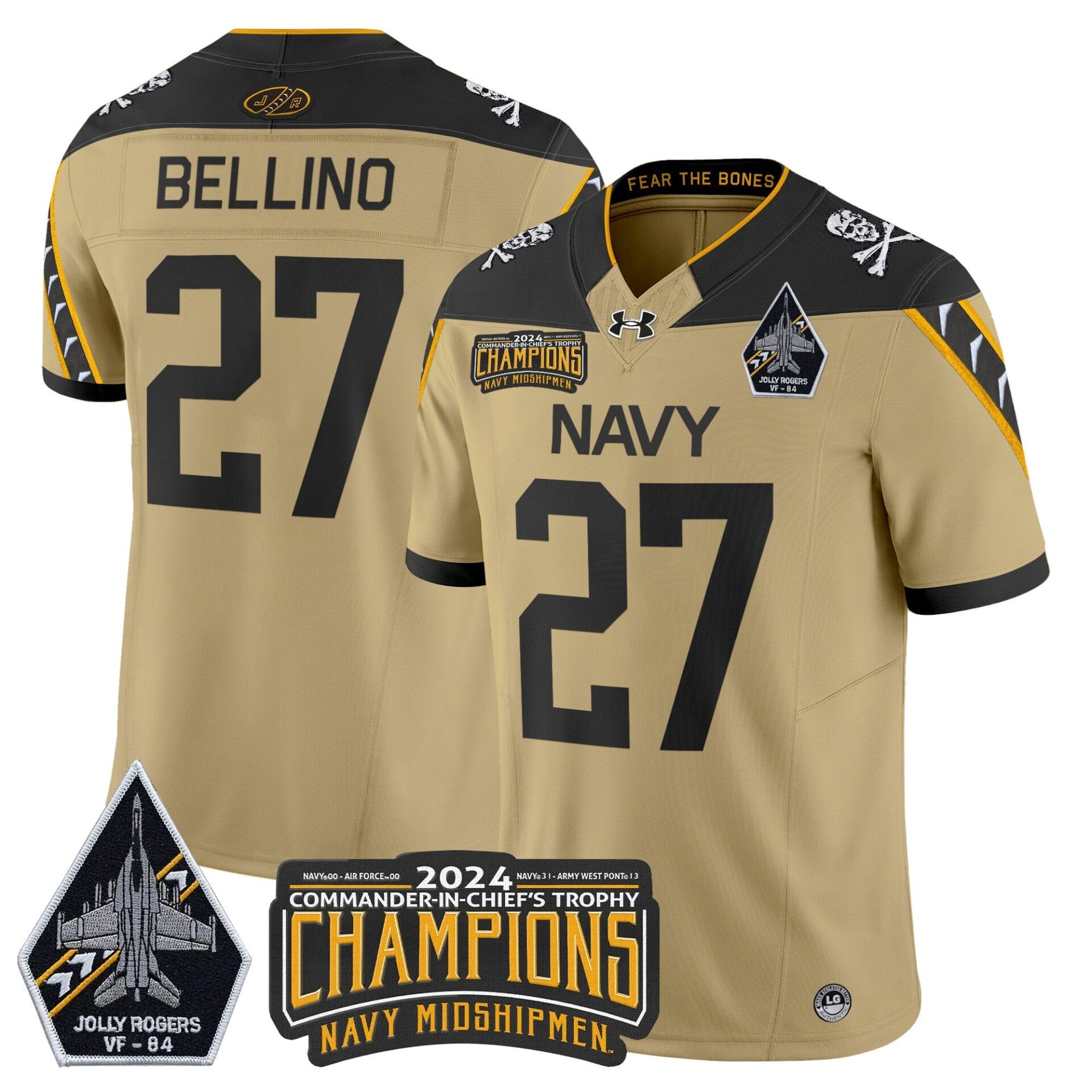 Navy Midshipmen 2024 Jolly Rogers VF-84 & Commander-In-Chief's Trophy Champions Patch Vapor Limited Jersey - All Stitched - Image 46