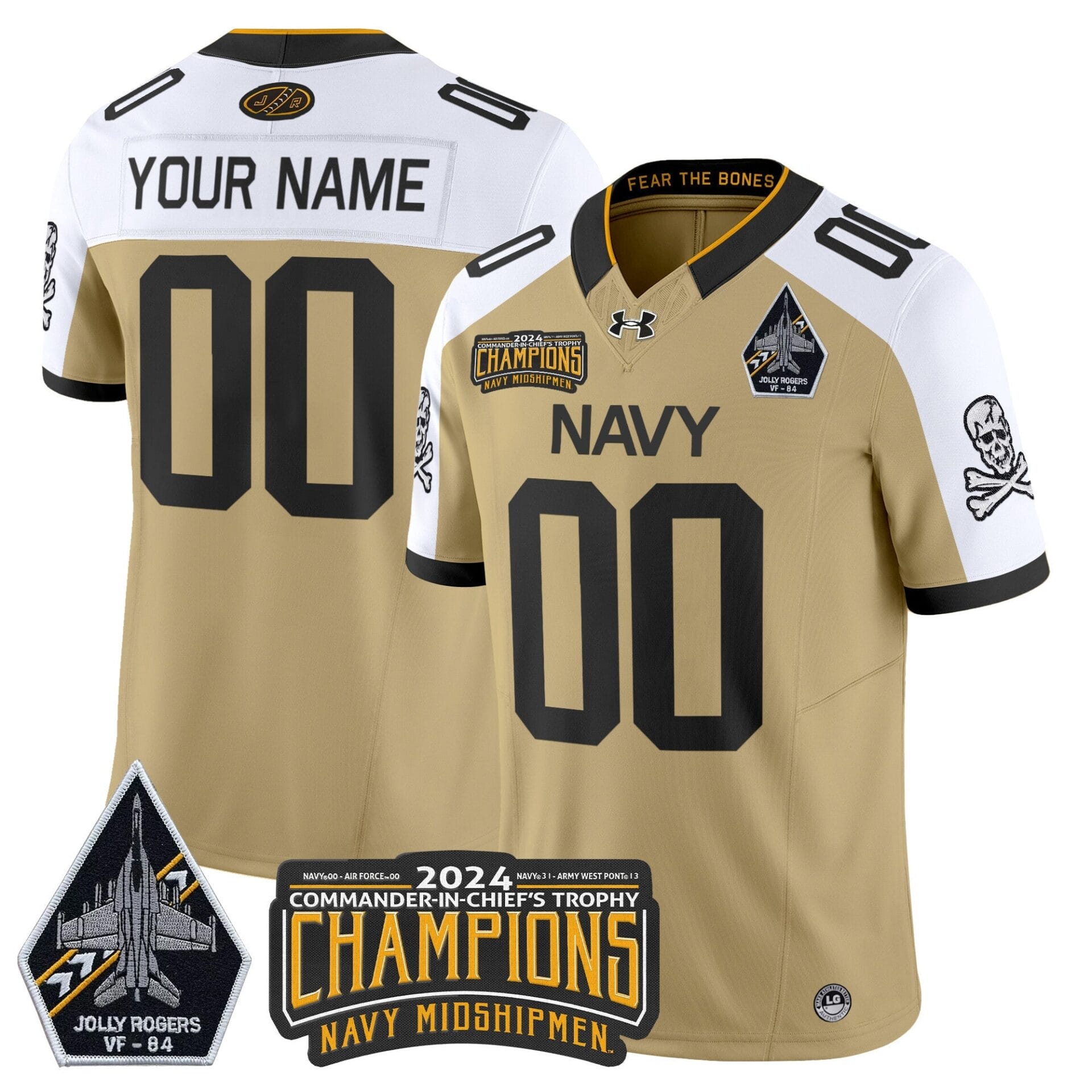 Navy Midshipmen 2024 Jolly Rogers VF-84 & Commander-In-Chief's Trophy Champions Patch Vapor Limited Custom Jersey - All Stitched - Image 3