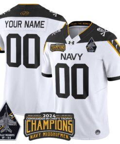 Navy Midshipmen 2024 Jolly Rogers VF-84 & Commander-In-Chief's Trophy Champions Patch Vapor Limited Custom Jersey - All Stitched
