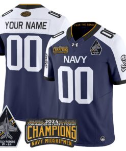 Alternative view of Navy Midshipmen 2024 Jolly Rogers VF-84 & Commander-In-Chief's Trophy Champions Patch Vapor Limited Custom Jersey - All Stitched