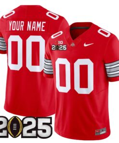 Alternative view of Ohio State Buckeyes 'Heritage Stripe' 2025 CFP Final Patch Vapor Limited Custom Jersey - All Stitched
