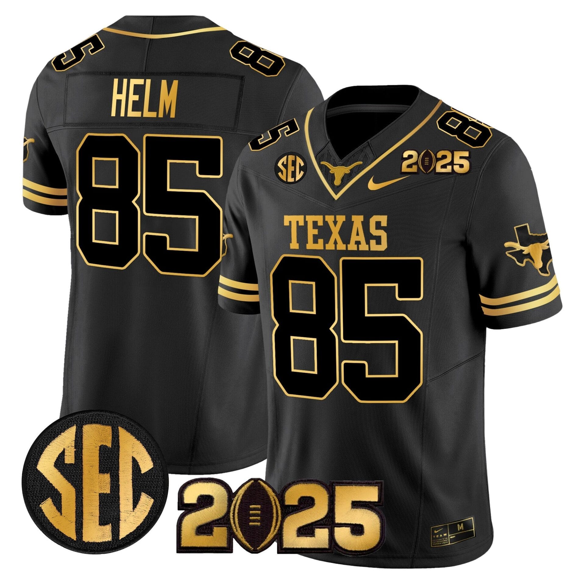 Texas Longhorns 2025 CFP Final Gold Patch Vapor Limited Jersey - All Stitched - Image 23