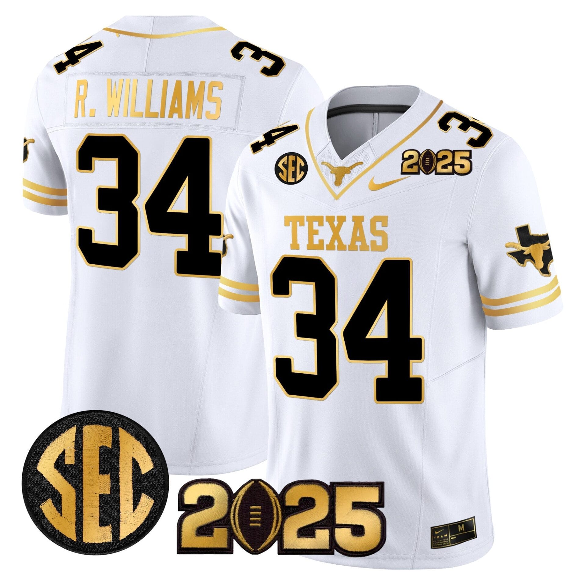 Texas Longhorns 2025 CFP Final Gold Patch Vapor Limited Jersey - All Stitched - Image 12