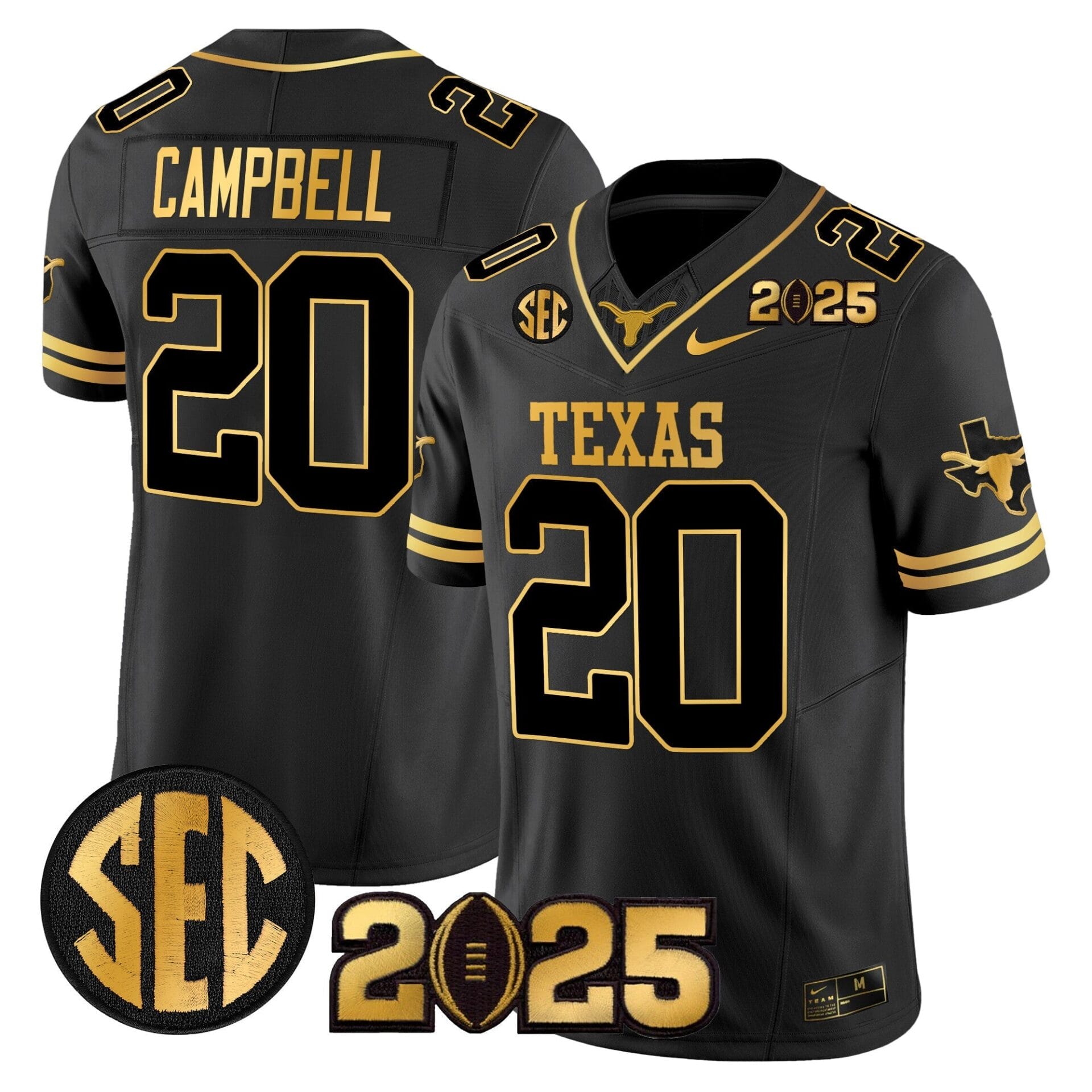 Texas Longhorns 2025 CFP Final Gold Patch Vapor Limited Jersey - All Stitched - Image 24