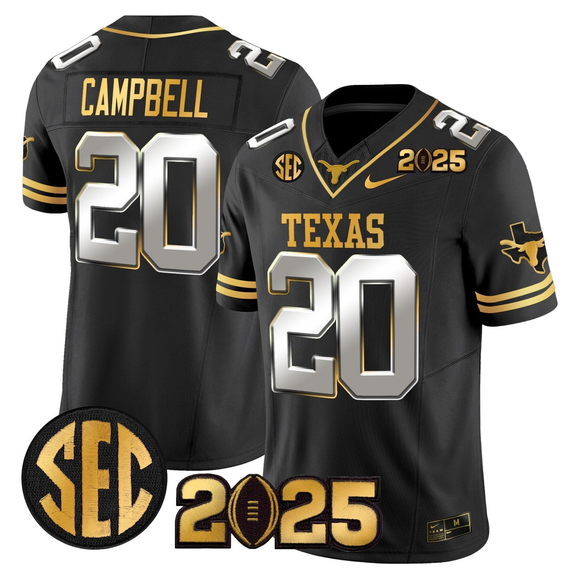 Texas Longhorns 2025 CFP Final Gold Patch Vapor Limited Jersey - All Stitched - Image 33