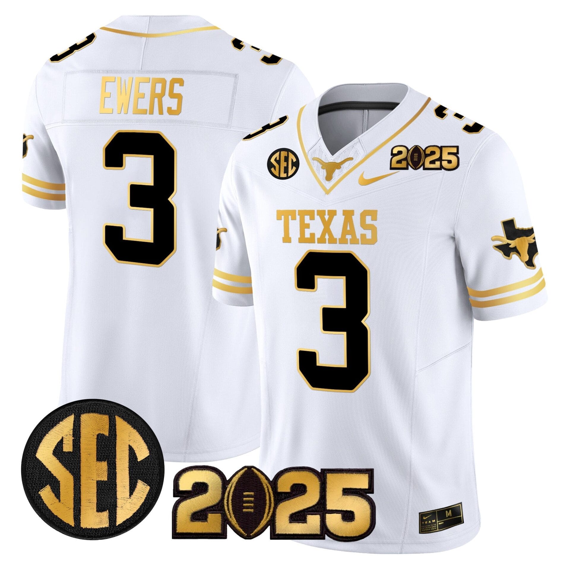 Texas Longhorns 2025 CFP Final Gold Patch Vapor Limited Jersey - All Stitched - Image 10