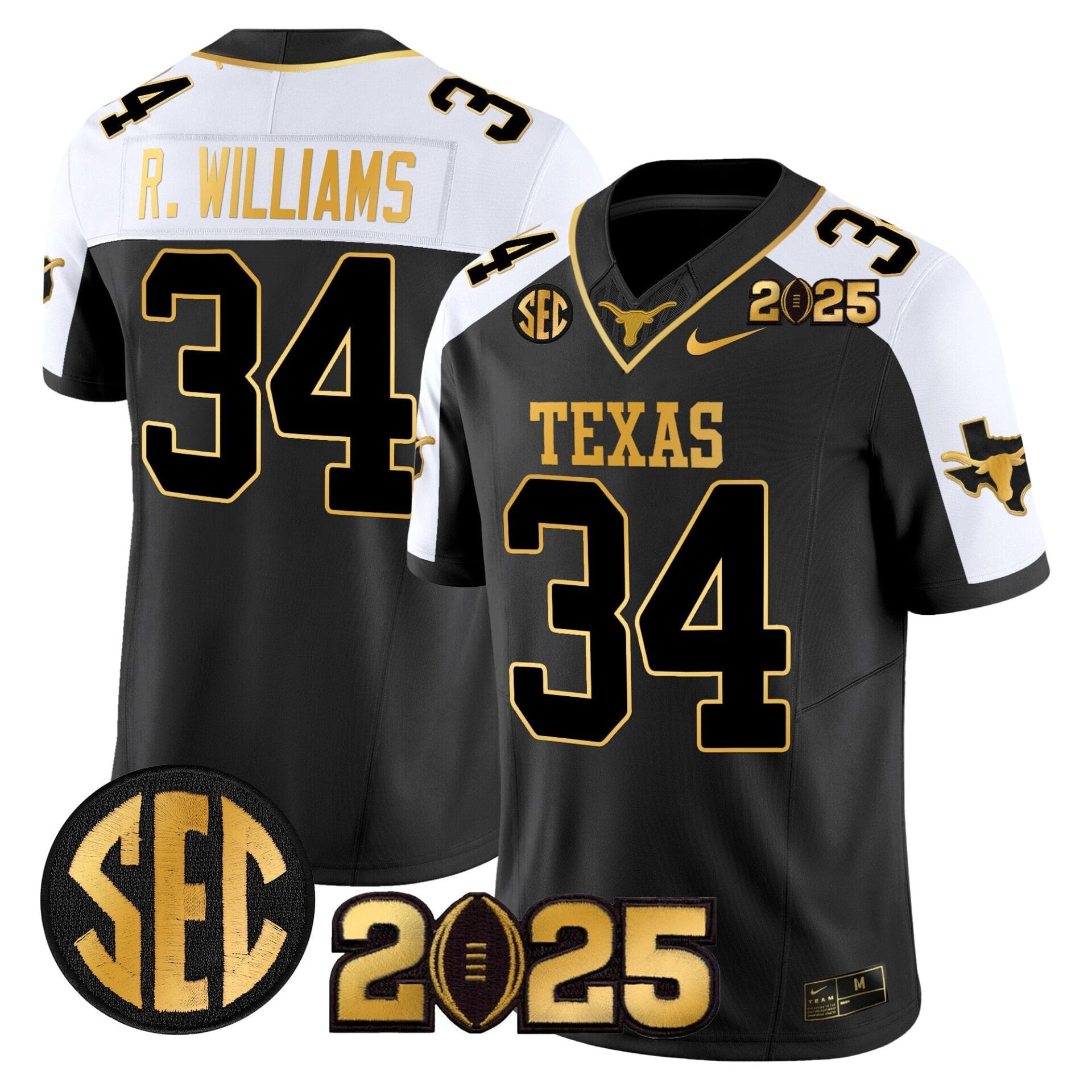Texas Longhorns 2025 CFP Final Gold Patch Vapor Limited Jersey - All Stitched - Image 3