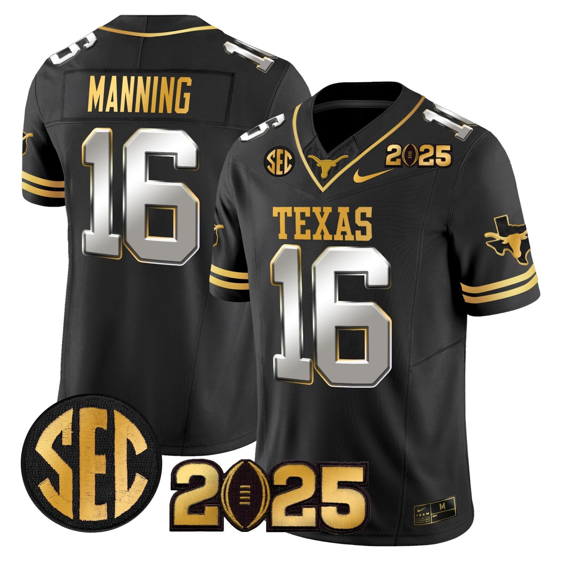 Texas Longhorns 2025 CFP Final Gold Patch Vapor Limited Jersey - All Stitched - Image 29