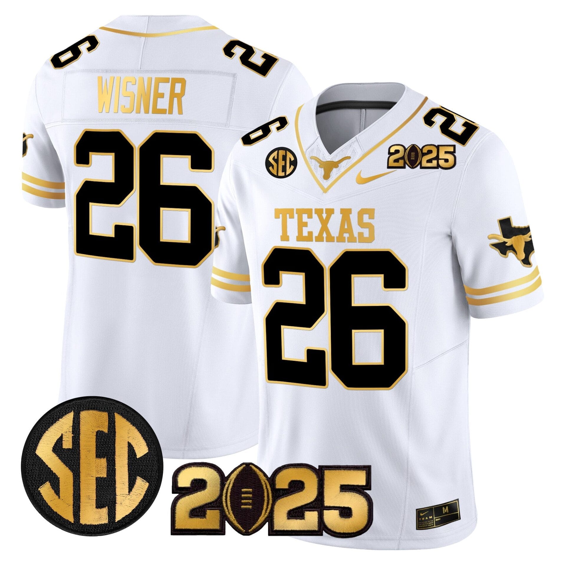 Texas Longhorns 2025 CFP Final Gold Patch Vapor Limited Jersey - All Stitched - Image 16