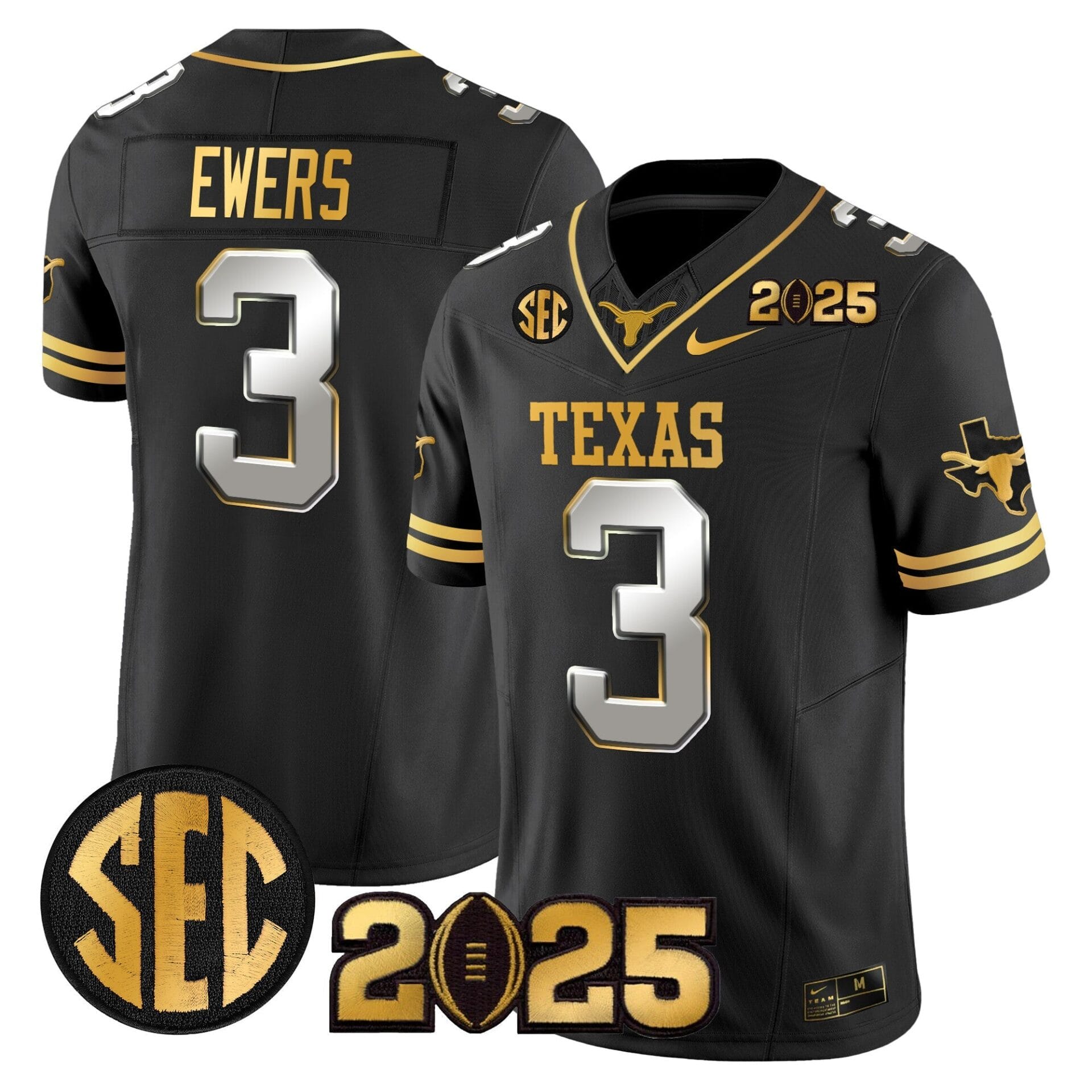 Texas Longhorns 2025 CFP Final Gold Patch Vapor Limited Jersey - All Stitched - Image 28
