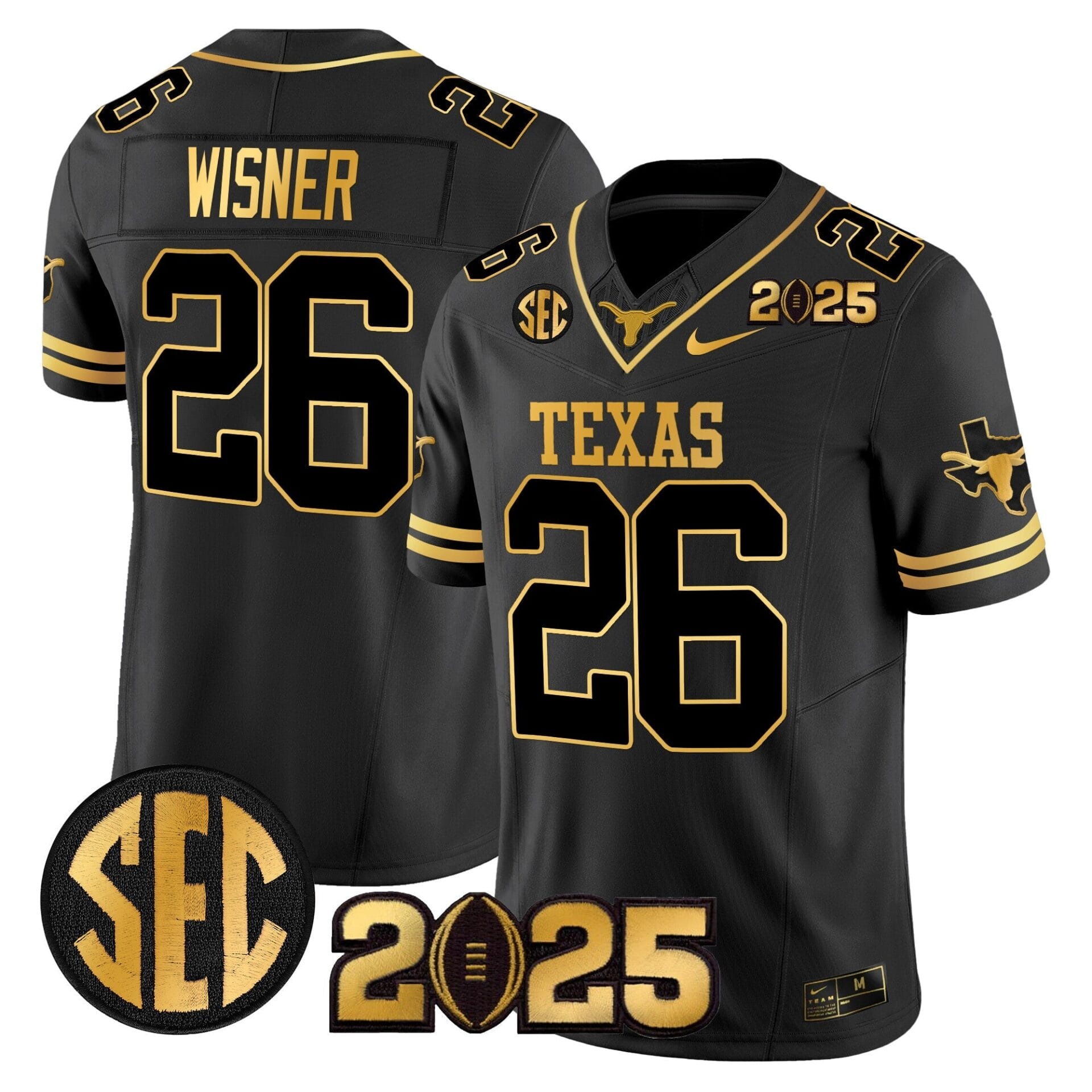 Texas Longhorns 2025 CFP Final Gold Patch Vapor Limited Jersey - All Stitched - Image 25