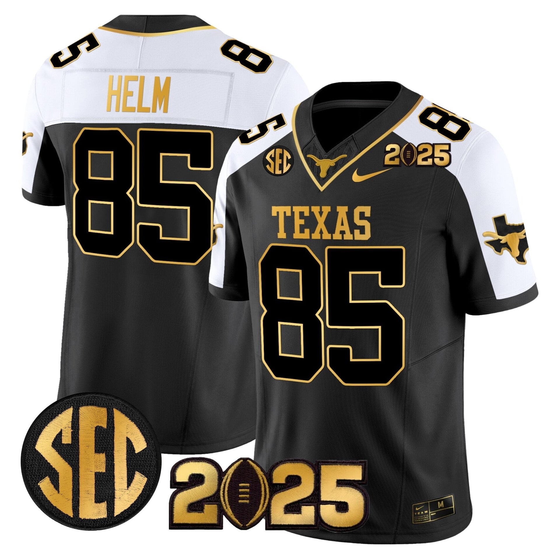 Texas Longhorns 2025 CFP Final Gold Patch Vapor Limited Jersey - All Stitched - Image 5