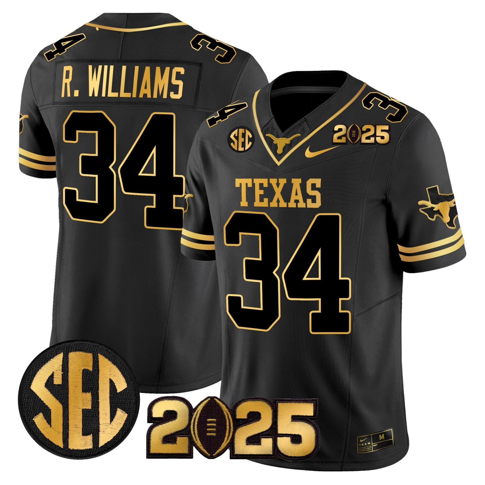 Texas Longhorns 2025 CFP Final Gold Patch Vapor Limited Jersey - All Stitched - Image 21