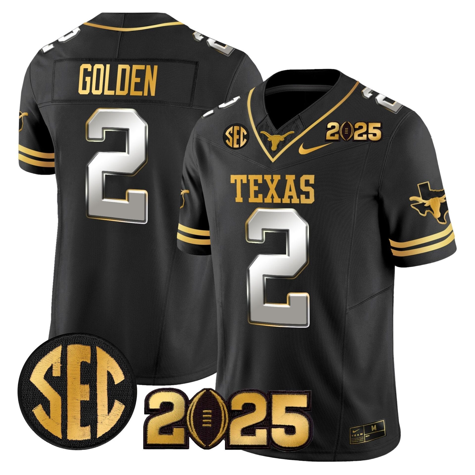 Texas Longhorns 2025 CFP Final Gold Patch Vapor Limited Jersey - All Stitched - Image 35