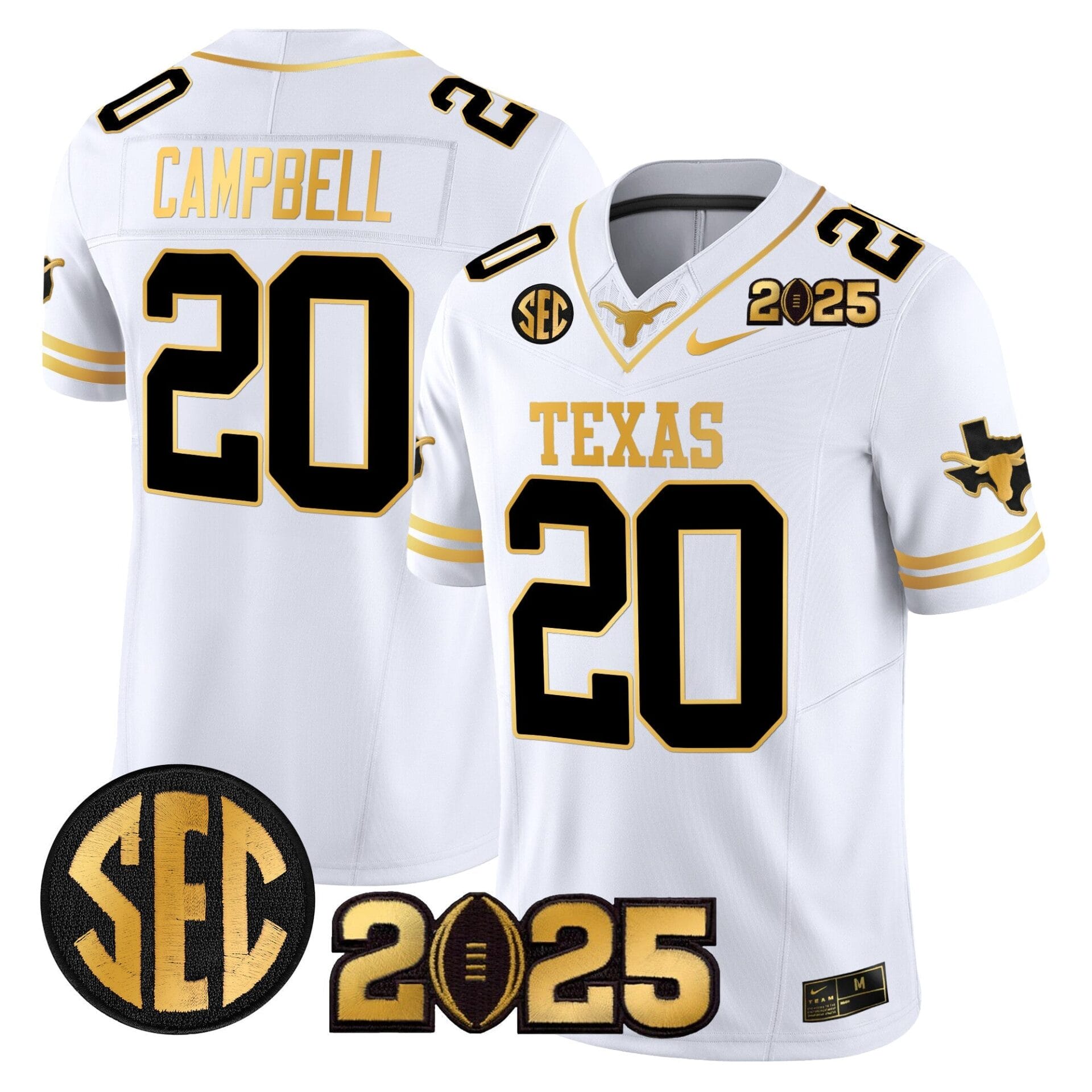 Texas Longhorns 2025 CFP Final Gold Patch Vapor Limited Jersey - All Stitched - Image 15