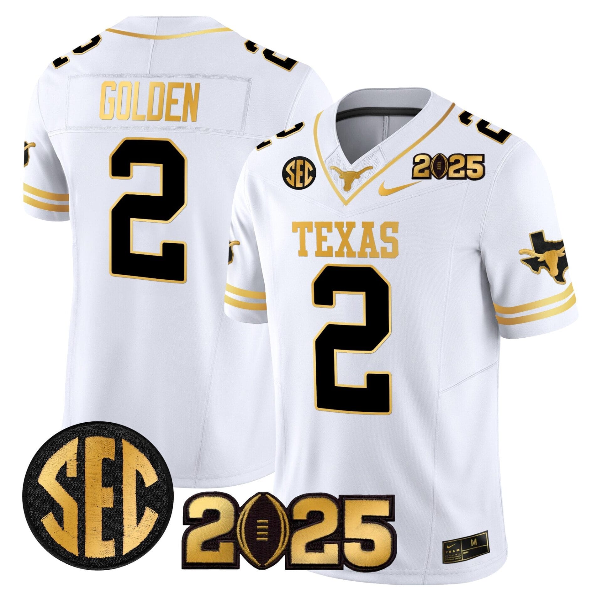 Texas Longhorns 2025 CFP Final Gold Patch Vapor Limited Jersey - All Stitched - Image 17