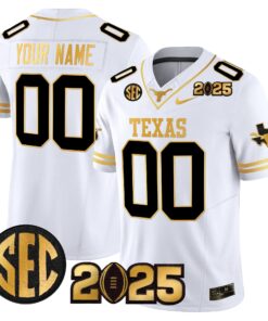 Alternative view of Texas Longhorns 2025 CFP Final Gold Patch Vapor Limited Custom Jersey - All Stitched