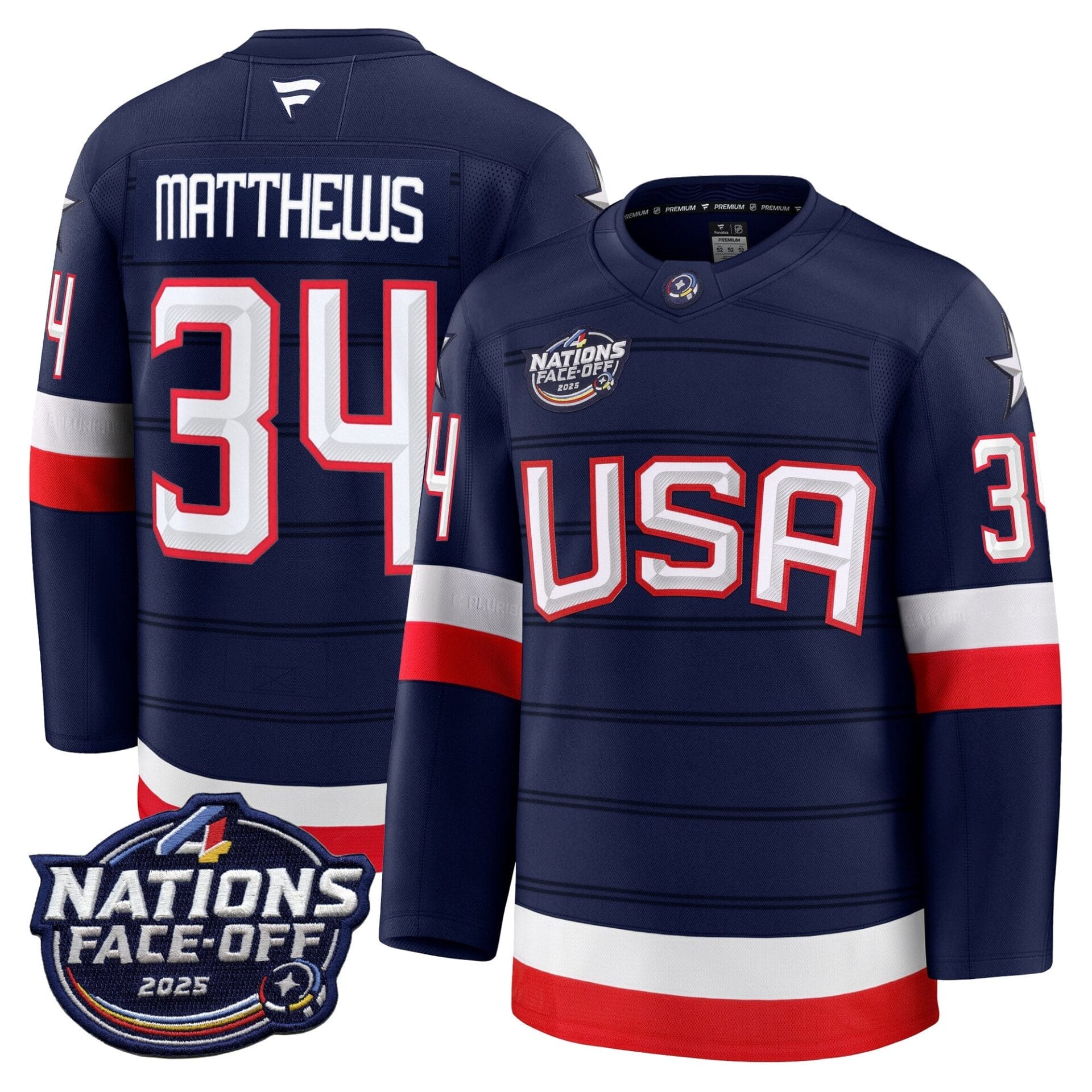USA 4 Nations Face-Off 2025 Premium Player Jersey - All Stitched - Image 3